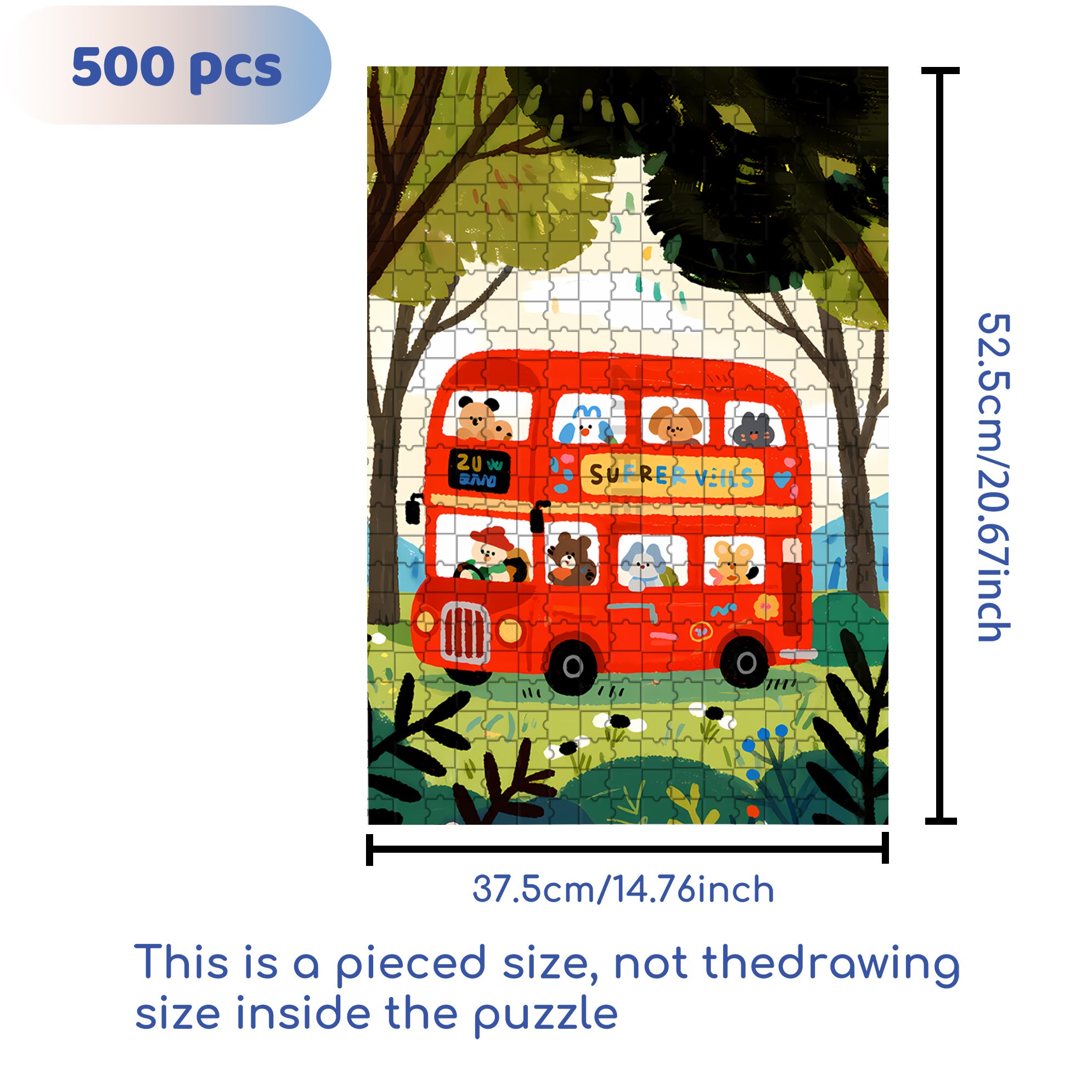 Red Bus 500pcs/1000pcs Jigsaw Puzzle, Scratch-Resistant, Interactive Family Game & Brain-Boosting DIY Decor, Perfect for Halloween, Christmas & New Year Gifts, Family Puzzle Game
