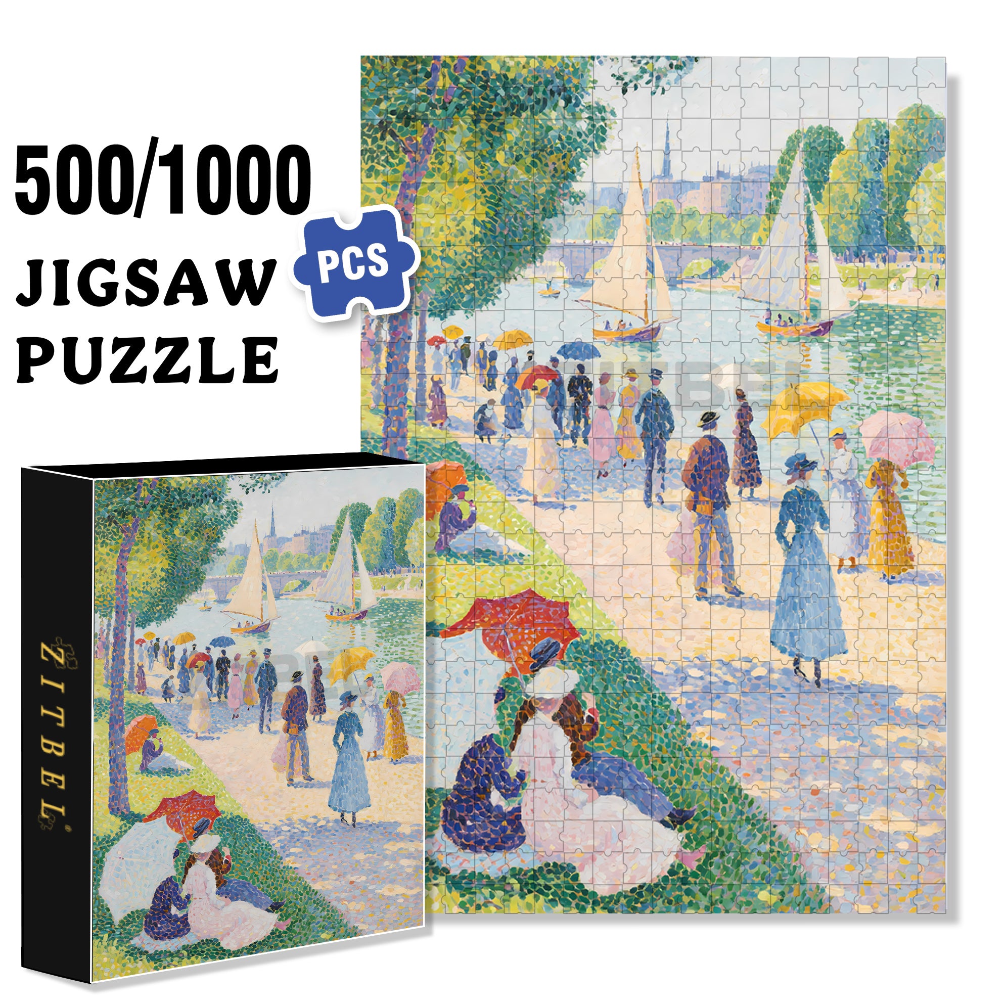River Bank 500pcs/1000pcs Jigsaw Puzzle, Scratch-Resistant, Interactive Family Game & Brain-Boosting DIY Decor, Perfect for Halloween, Christmas & New Year Gifts, Family Puzzle Game