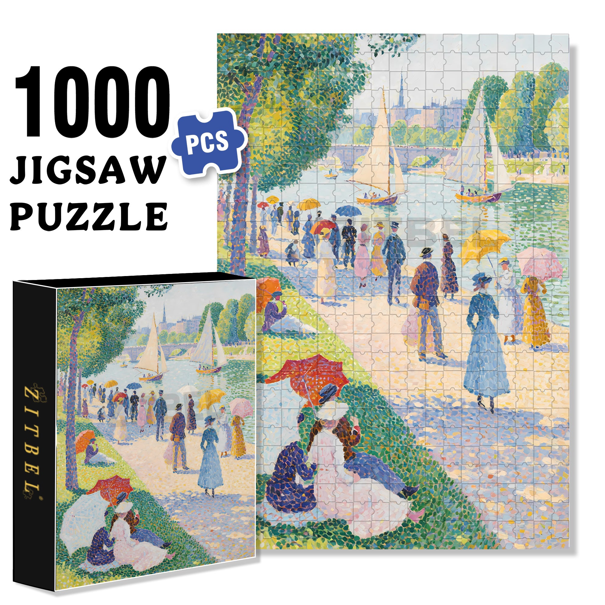 River Bank 500pcs/1000pcs Jigsaw Puzzle, Scratch-Resistant, Interactive Family Game & Brain-Boosting DIY Decor, Perfect for Halloween, Christmas & New Year Gifts, Family Puzzle Game