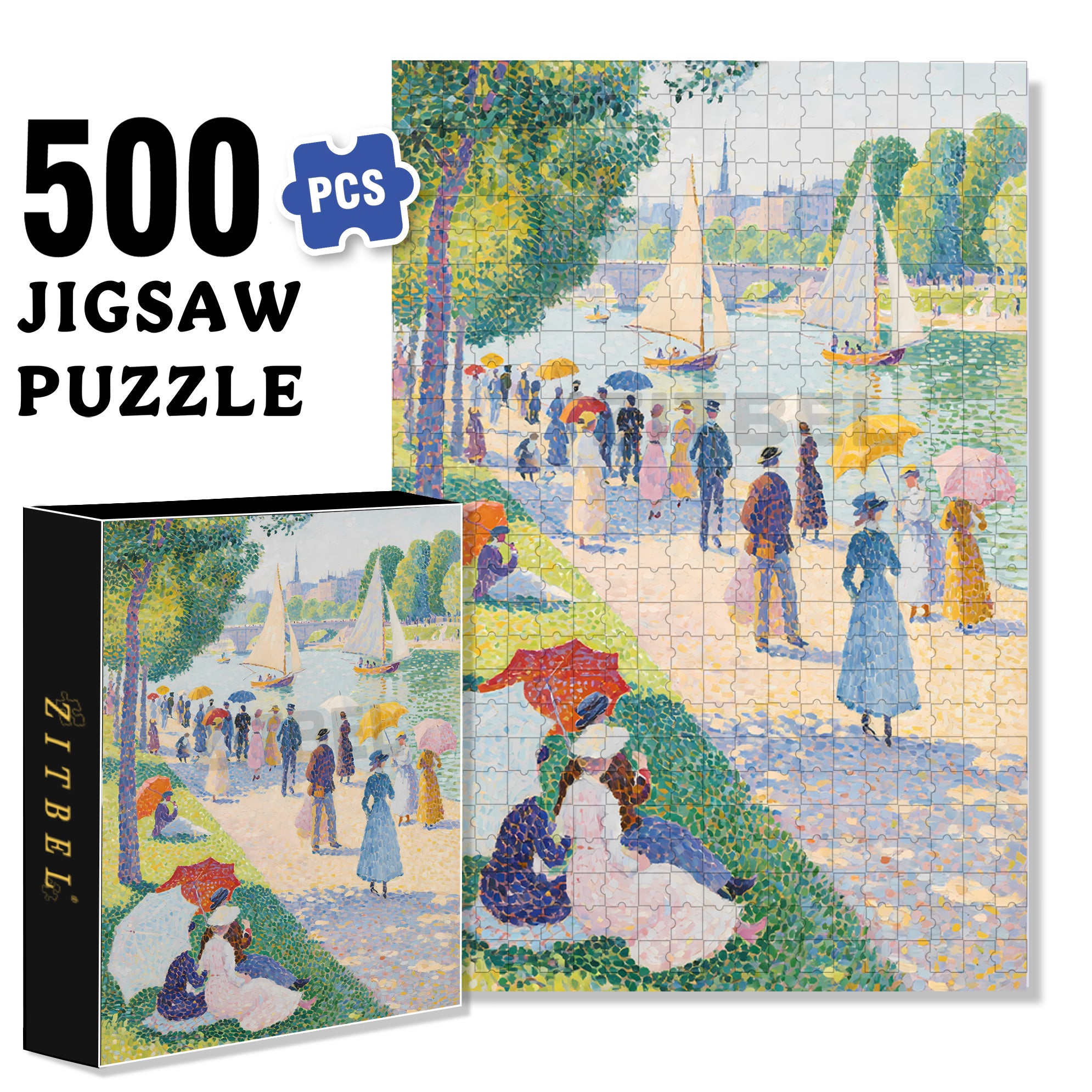 River Bank 500pcs/1000pcs Jigsaw Puzzle, Scratch-Resistant, Interactive Family Game & Brain-Boosting DIY Decor, Perfect for Halloween, Christmas & New Year Gifts, Family Puzzle Game
