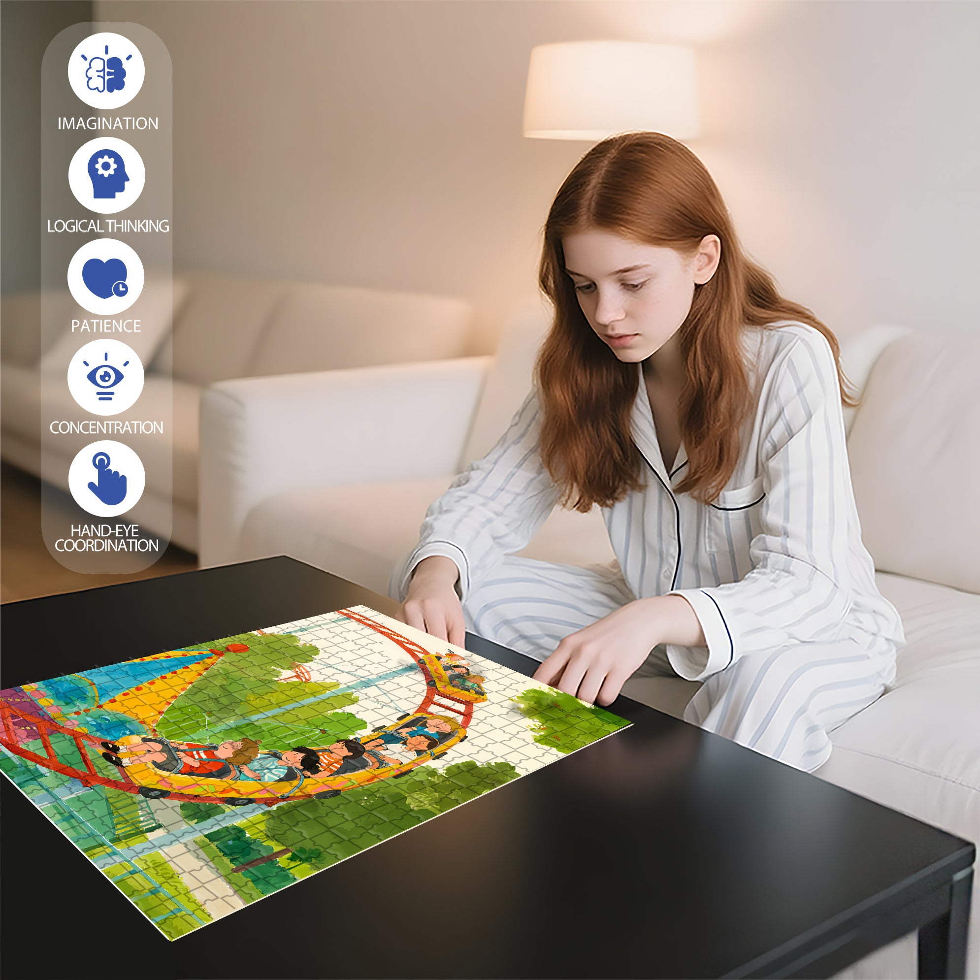 Roller Coaster 500pcs/1000pcs Jigsaw Puzzle, Scratch-Resistant, Interactive Family Game & Brain-Boosting DIY Decor, Perfect for Halloween, Christmas & New Year Gifts, Family Puzzle Game