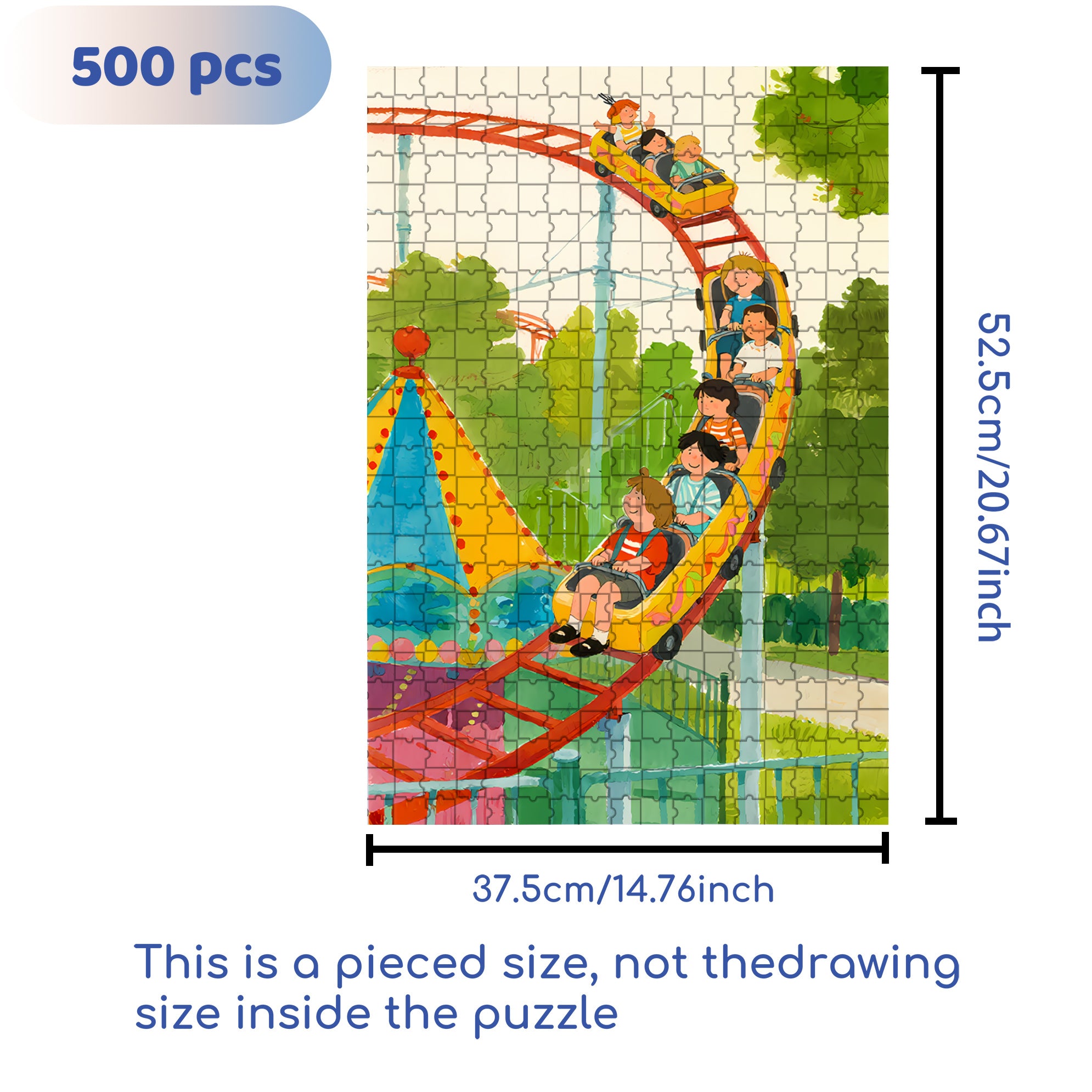 Roller Coaster 500pcs/1000pcs Jigsaw Puzzle, Scratch-Resistant, Interactive Family Game & Brain-Boosting DIY Decor, Perfect for Halloween, Christmas & New Year Gifts, Family Puzzle Game