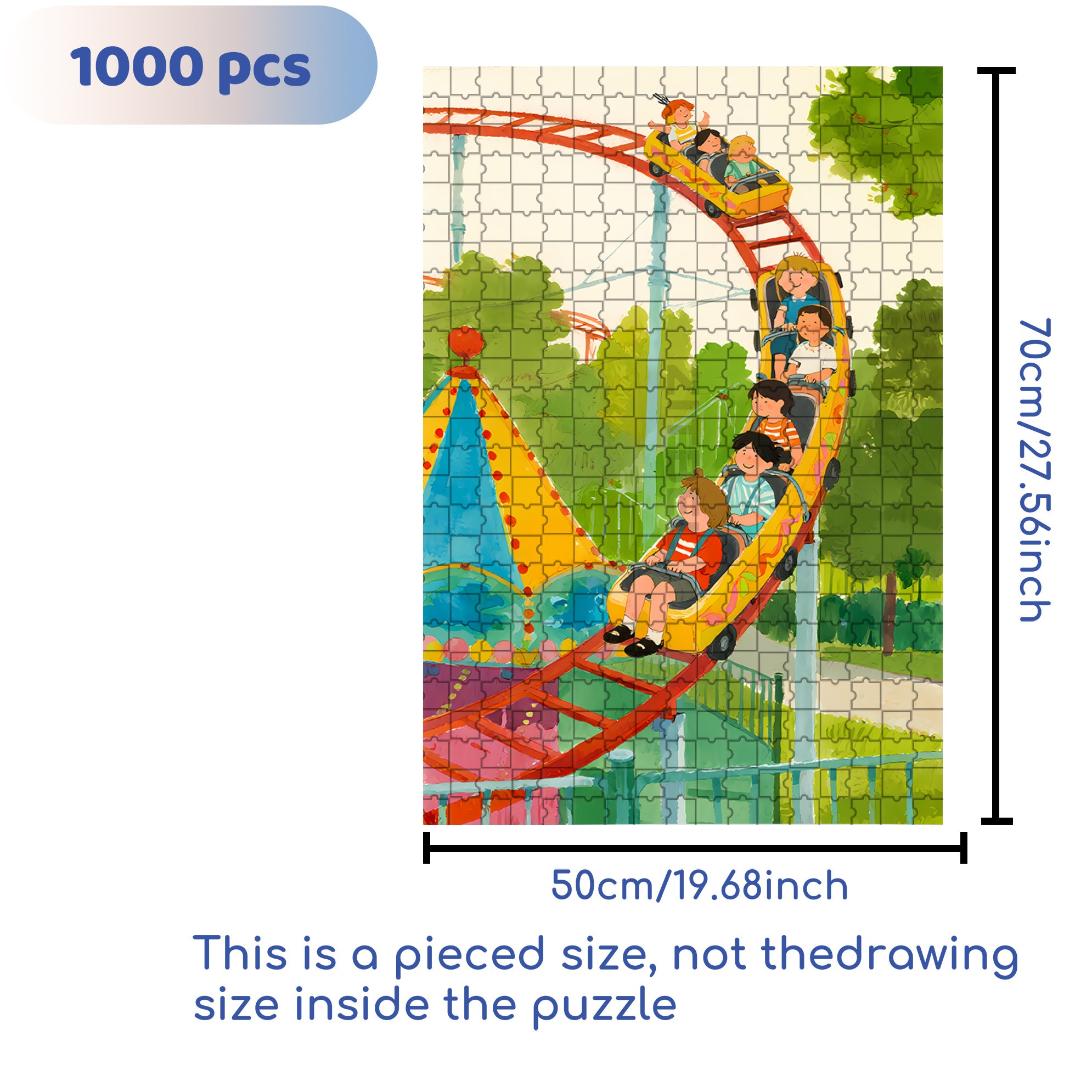 Roller Coaster 500pcs/1000pcs Jigsaw Puzzle, Scratch-Resistant, Interactive Family Game & Brain-Boosting DIY Decor, Perfect for Halloween, Christmas & New Year Gifts, Family Puzzle Game