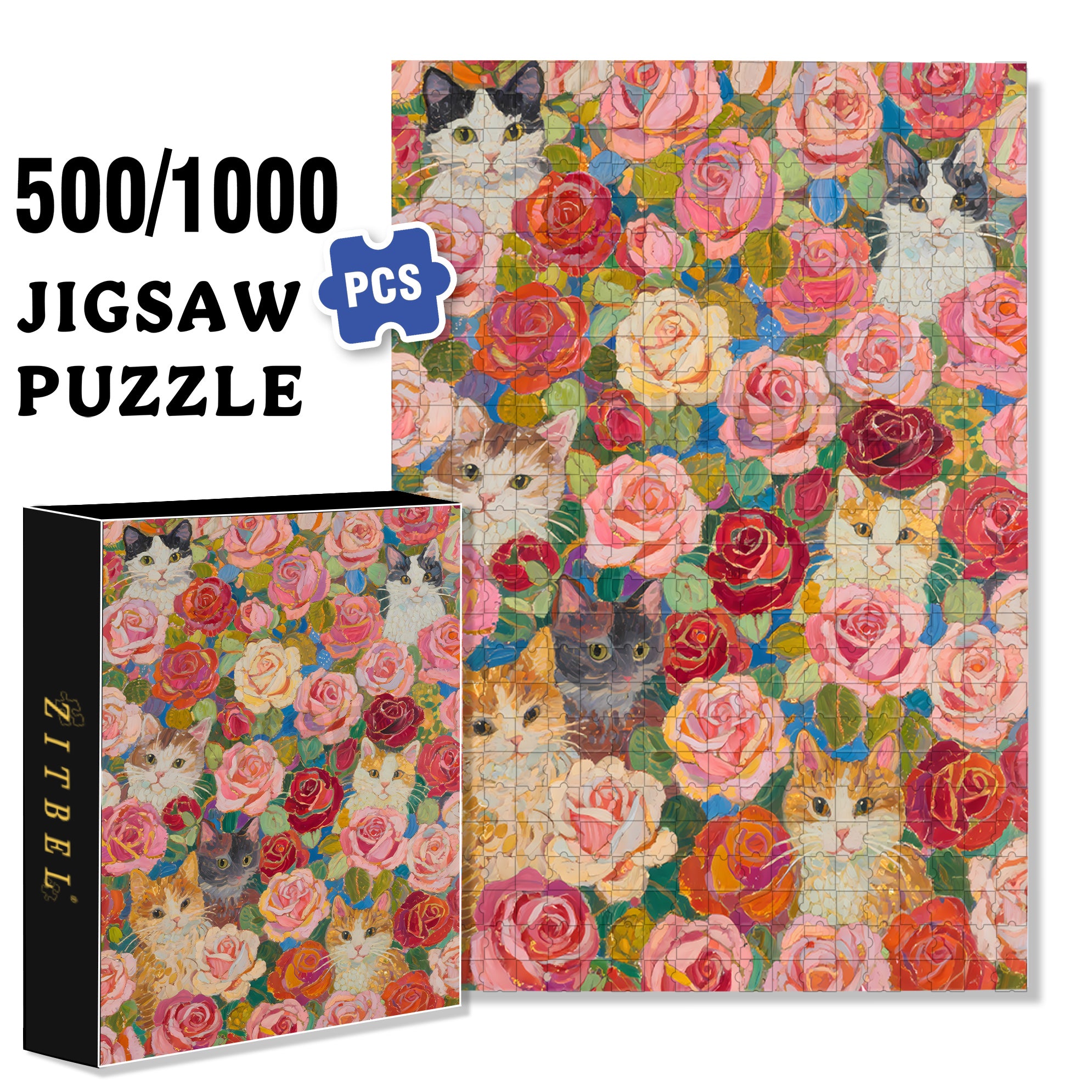 Rose Bush 500pcs/1000pcs Jigsaw Puzzle, Scratch-Resistant, Interactive Family Game & Brain-Boosting DIY Decor, Perfect for Halloween, Christmas & New Year Gifts, Family Puzzle Game