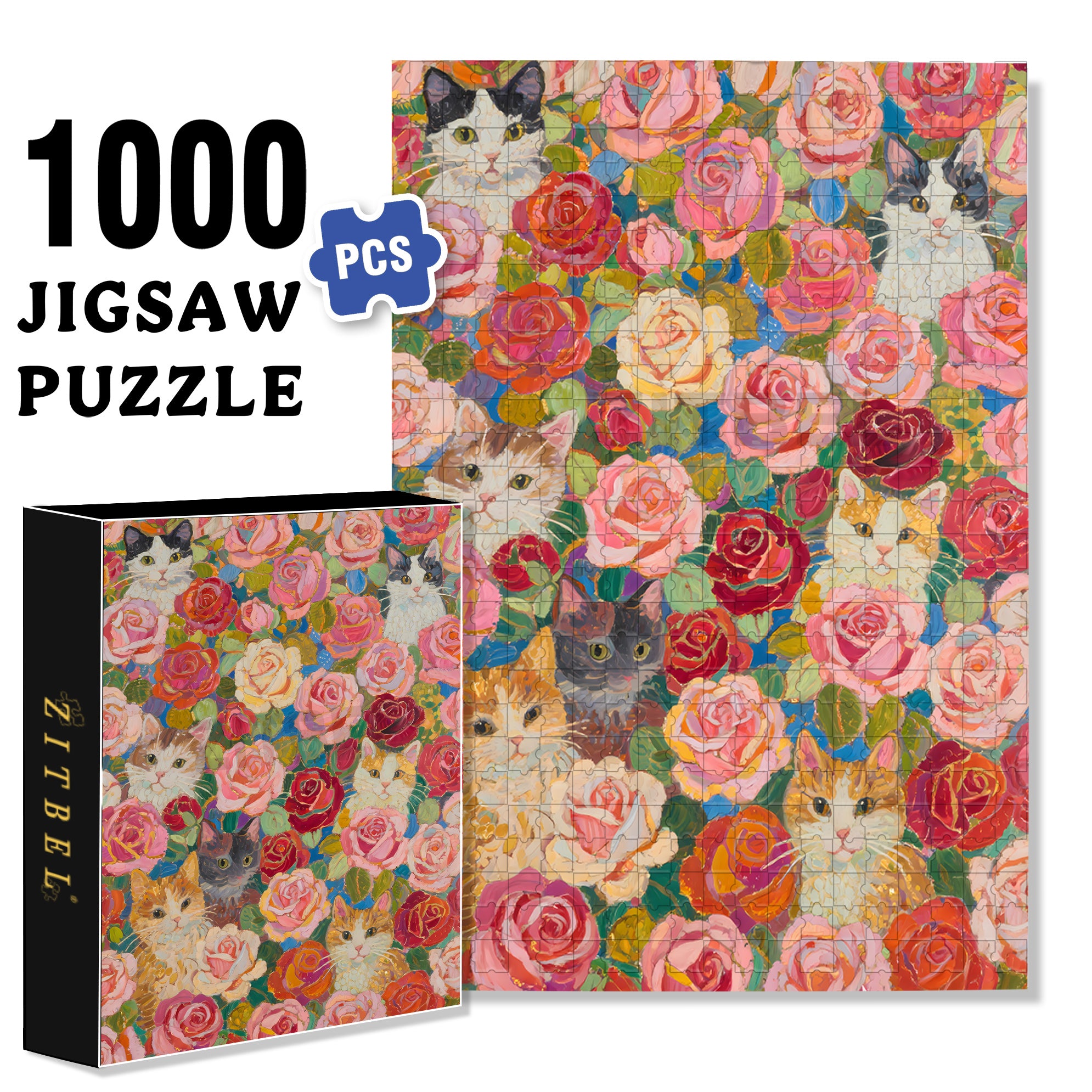 Rose Bush 500pcs/1000pcs Jigsaw Puzzle, Scratch-Resistant, Interactive Family Game & Brain-Boosting DIY Decor, Perfect for Halloween, Christmas & New Year Gifts, Family Puzzle Game