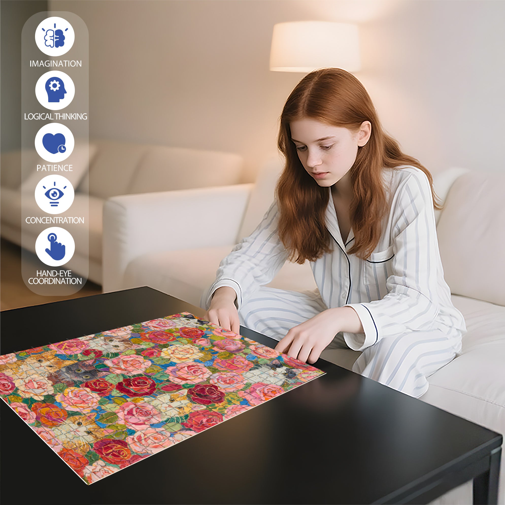 Rose Bush 500pcs/1000pcs Jigsaw Puzzle, Scratch-Resistant, Interactive Family Game & Brain-Boosting DIY Decor, Perfect for Halloween, Christmas & New Year Gifts, Family Puzzle Game