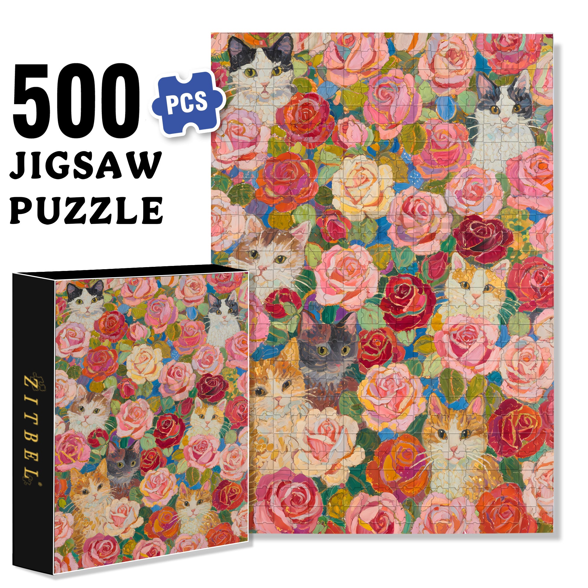 Rose Bush 500pcs/1000pcs Jigsaw Puzzle, Scratch-Resistant, Interactive Family Game & Brain-Boosting DIY Decor, Perfect for Halloween, Christmas & New Year Gifts, Family Puzzle Game