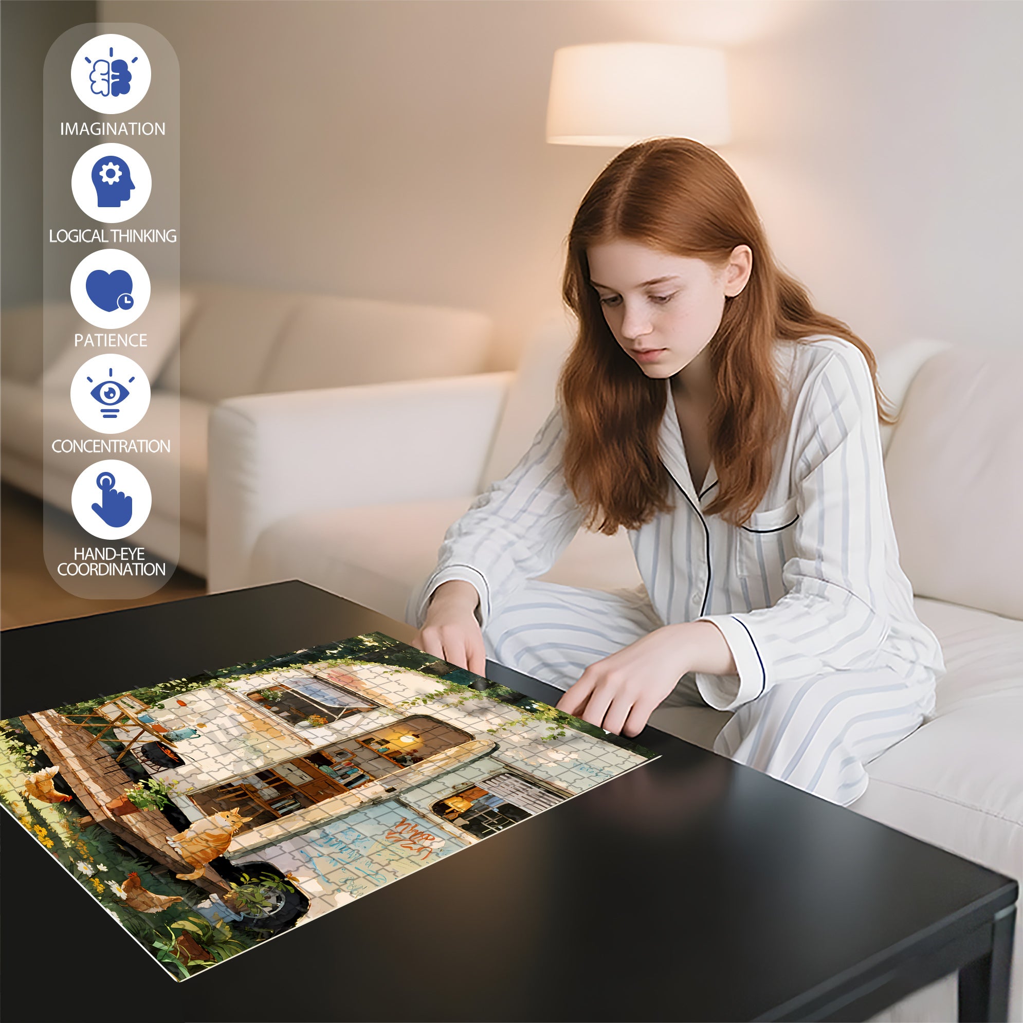 RV Travel 500pcs/1000pcs Jigsaw Puzzle, Scratch-Resistant, Interactive Family Game & Brain-Boosting DIY Decor, Perfect for Halloween, Christmas & New Year Gifts, Family Puzzle Game