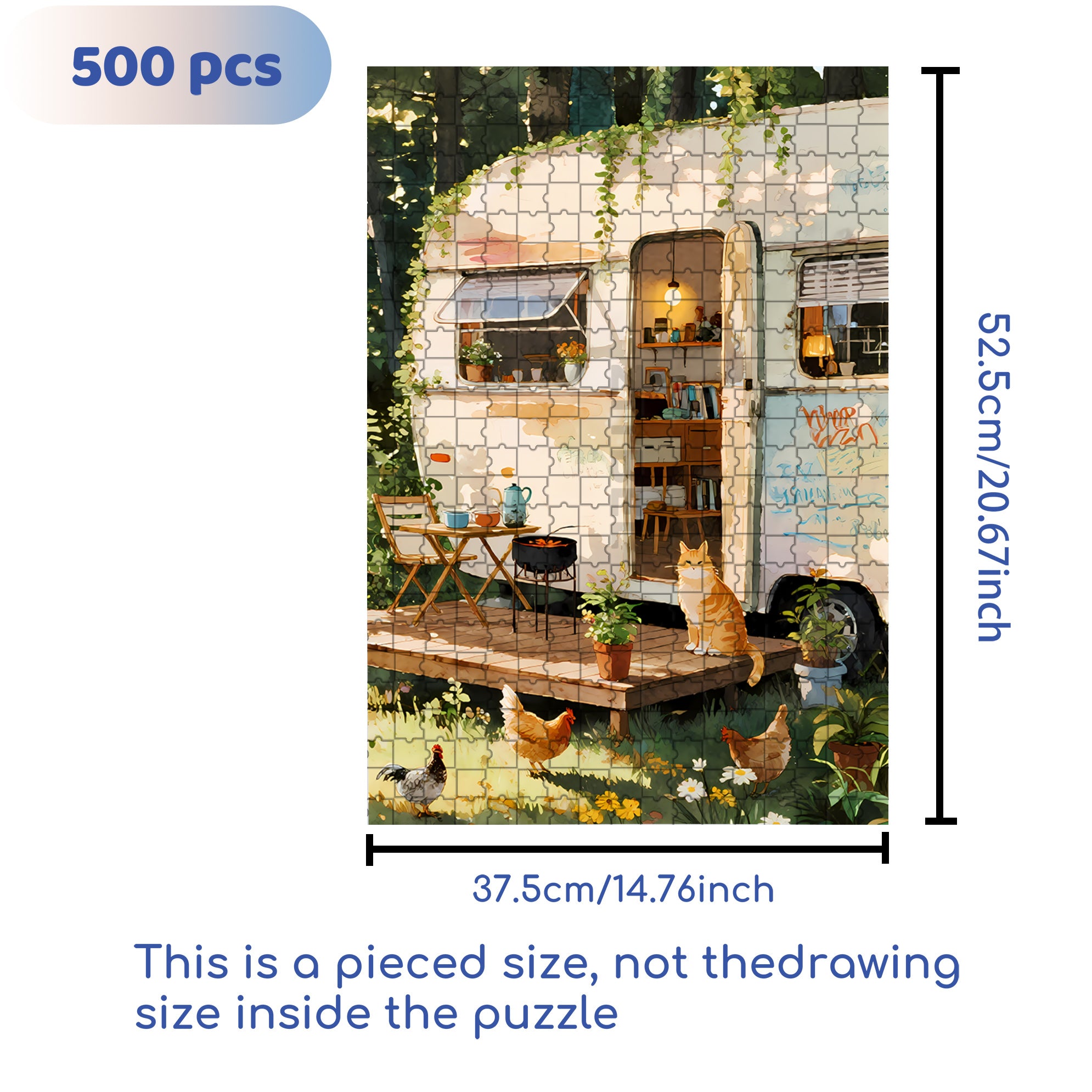 RV Travel 500pcs/1000pcs Jigsaw Puzzle, Scratch-Resistant, Interactive Family Game & Brain-Boosting DIY Decor, Perfect for Halloween, Christmas & New Year Gifts, Family Puzzle Game