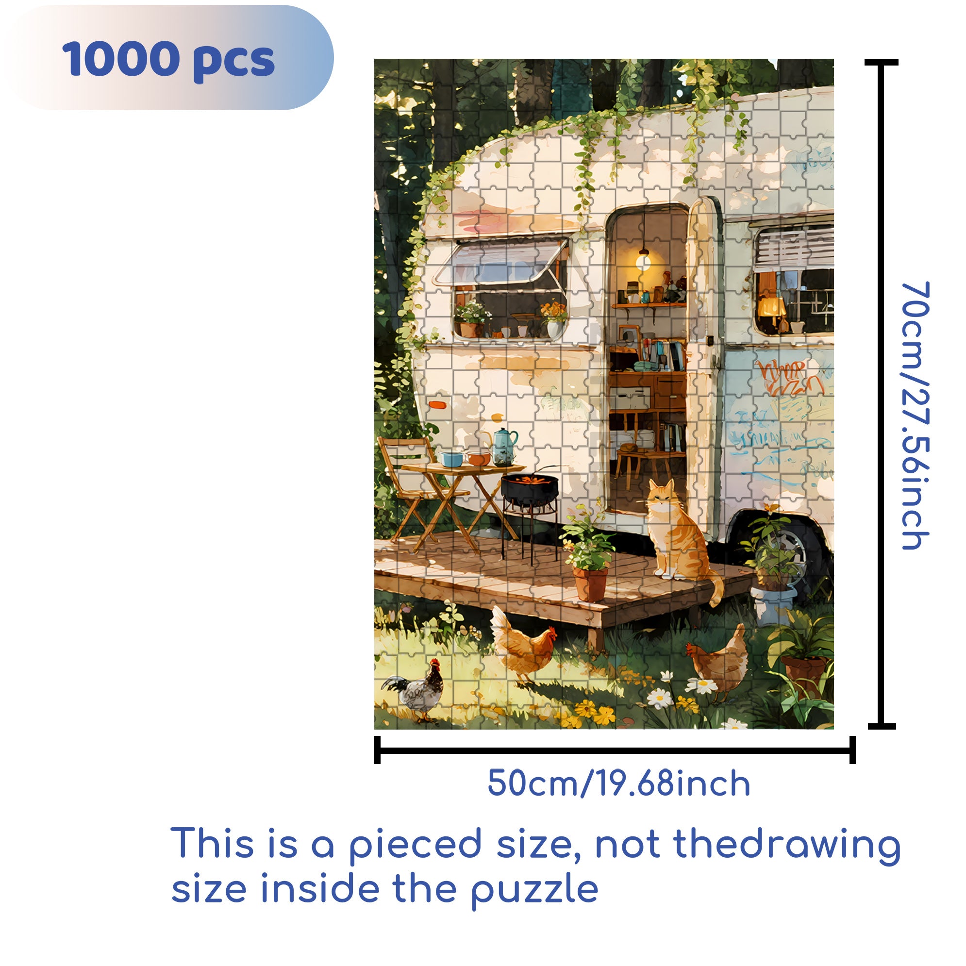 RV Travel 500pcs/1000pcs Jigsaw Puzzle, Scratch-Resistant, Interactive Family Game & Brain-Boosting DIY Decor, Perfect for Halloween, Christmas & New Year Gifts, Family Puzzle Game