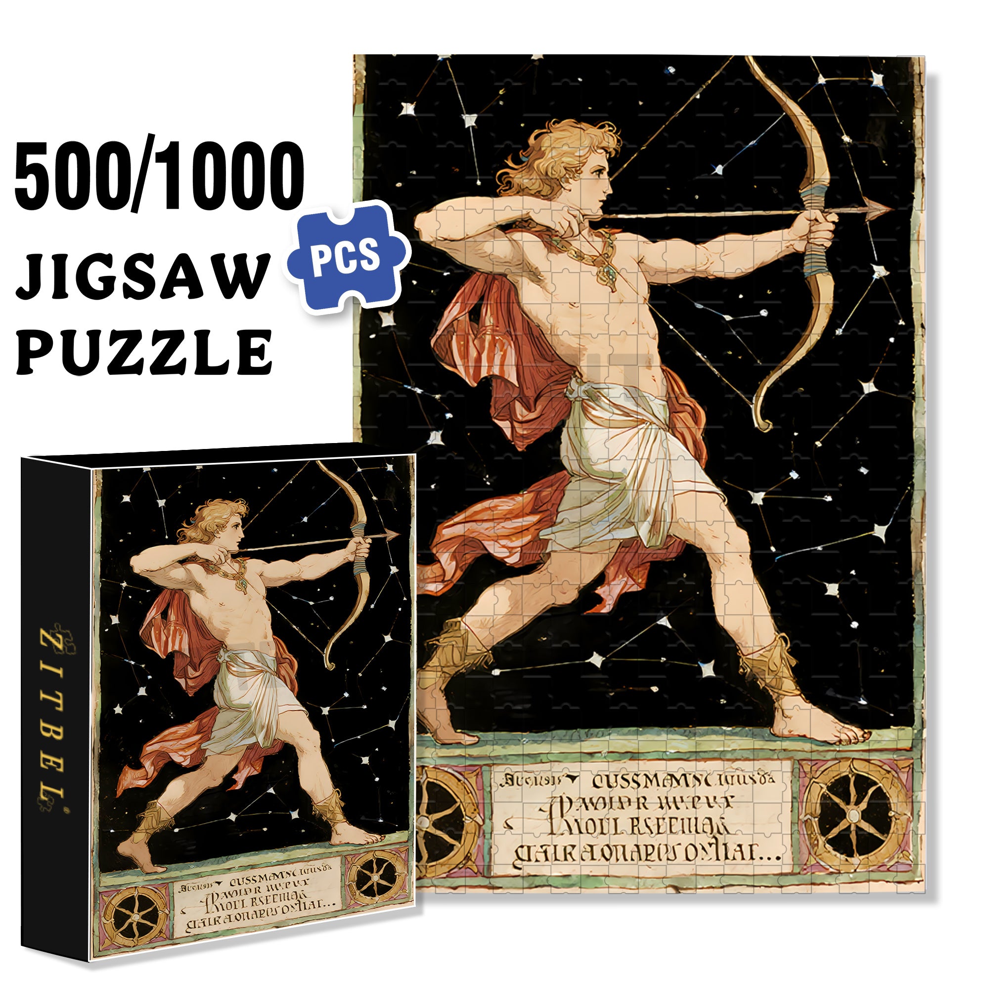 Sagittarius 500pcs/1000pcs Jigsaw Puzzle, Scratch-Resistant, Interactive Family Game & Brain-Boosting DIY Decor, Perfect for Halloween, Christmas & New Year Gifts, Family Puzzle Game