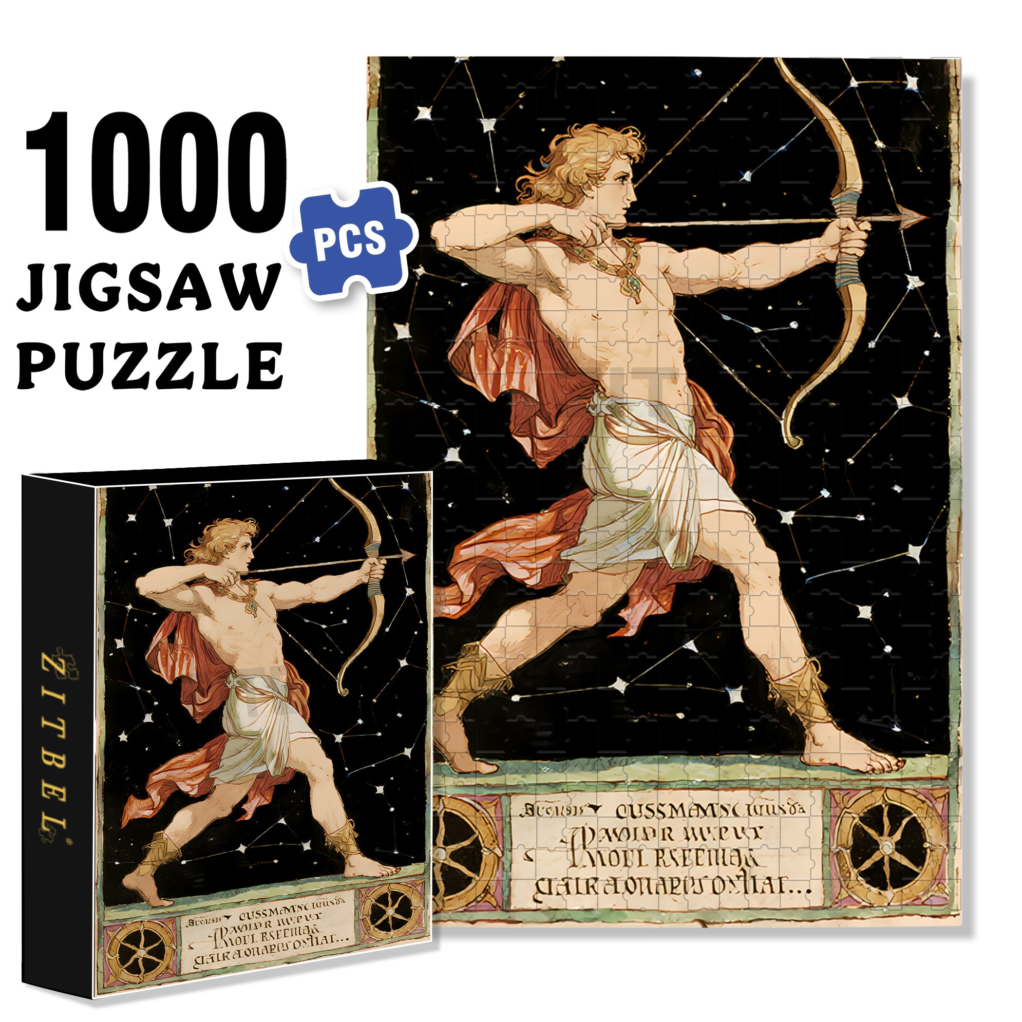 Sagittarius 500pcs/1000pcs Jigsaw Puzzle, Scratch-Resistant, Interactive Family Game & Brain-Boosting DIY Decor, Perfect for Halloween, Christmas & New Year Gifts, Family Puzzle Game