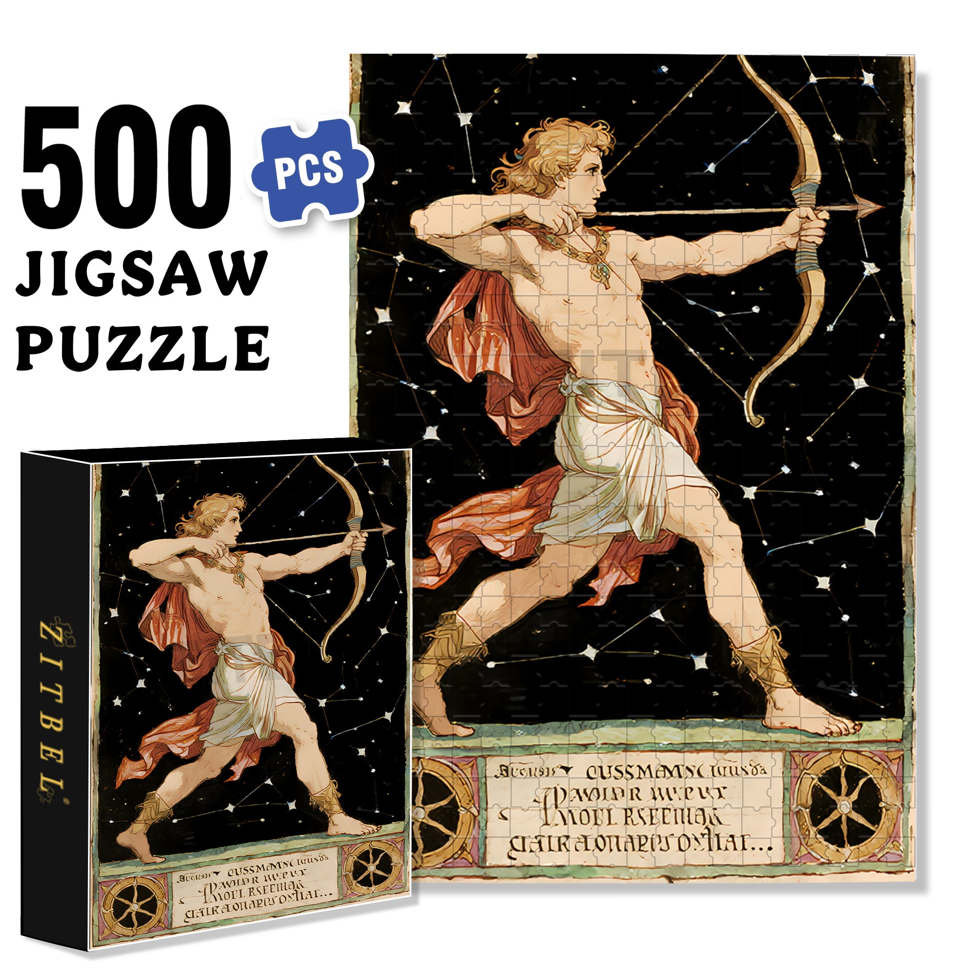 Sagittarius 500pcs/1000pcs Jigsaw Puzzle, Scratch-Resistant, Interactive Family Game & Brain-Boosting DIY Decor, Perfect for Halloween, Christmas & New Year Gifts, Family Puzzle Game