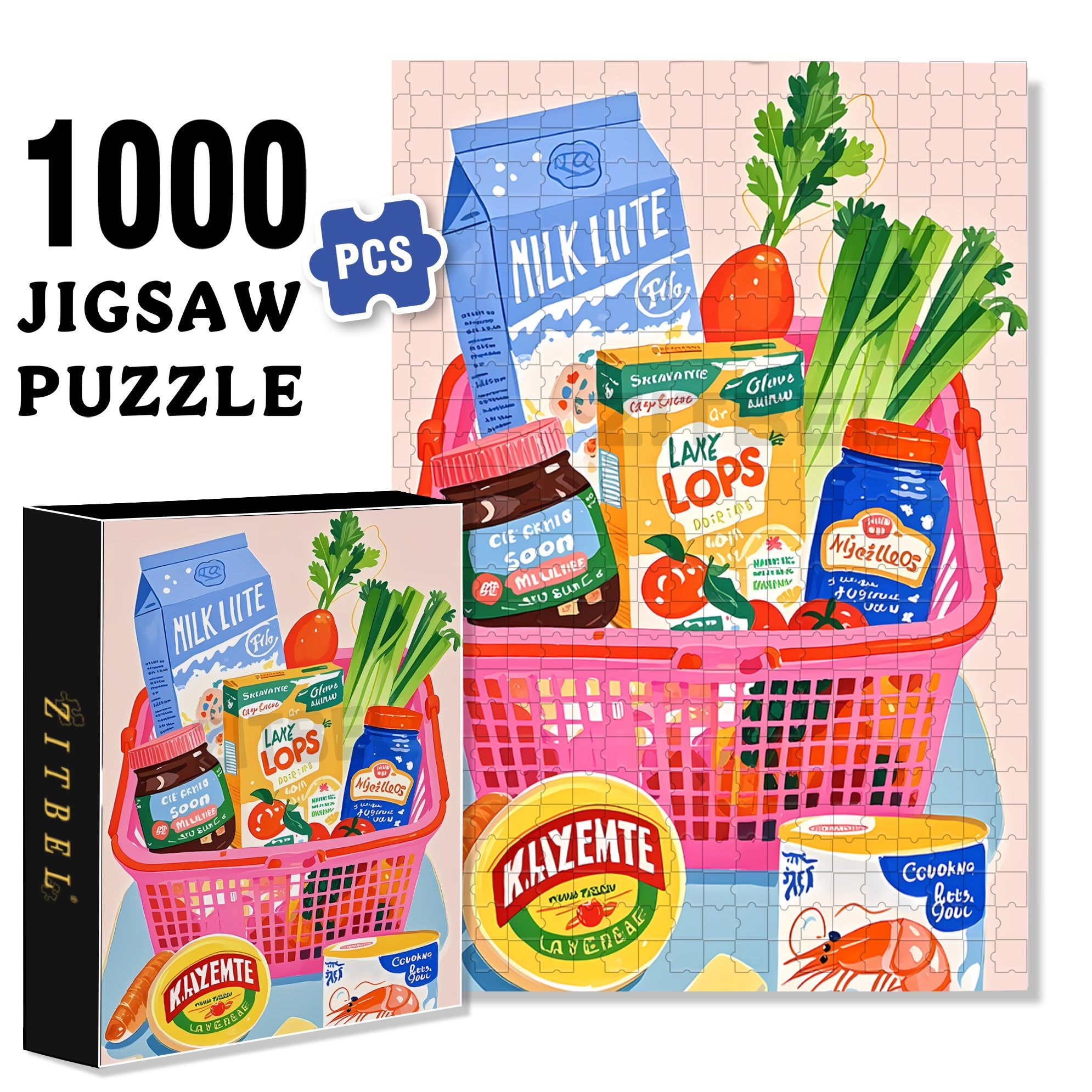 Shopping Cart 500pcs/1000pcs Jigsaw Puzzle, Scratch-Resistant, Interactive Family Game & Brain-Boosting DIY Decor, Perfect for Halloween, Christmas & New Year Gifts, Family Puzzle Game