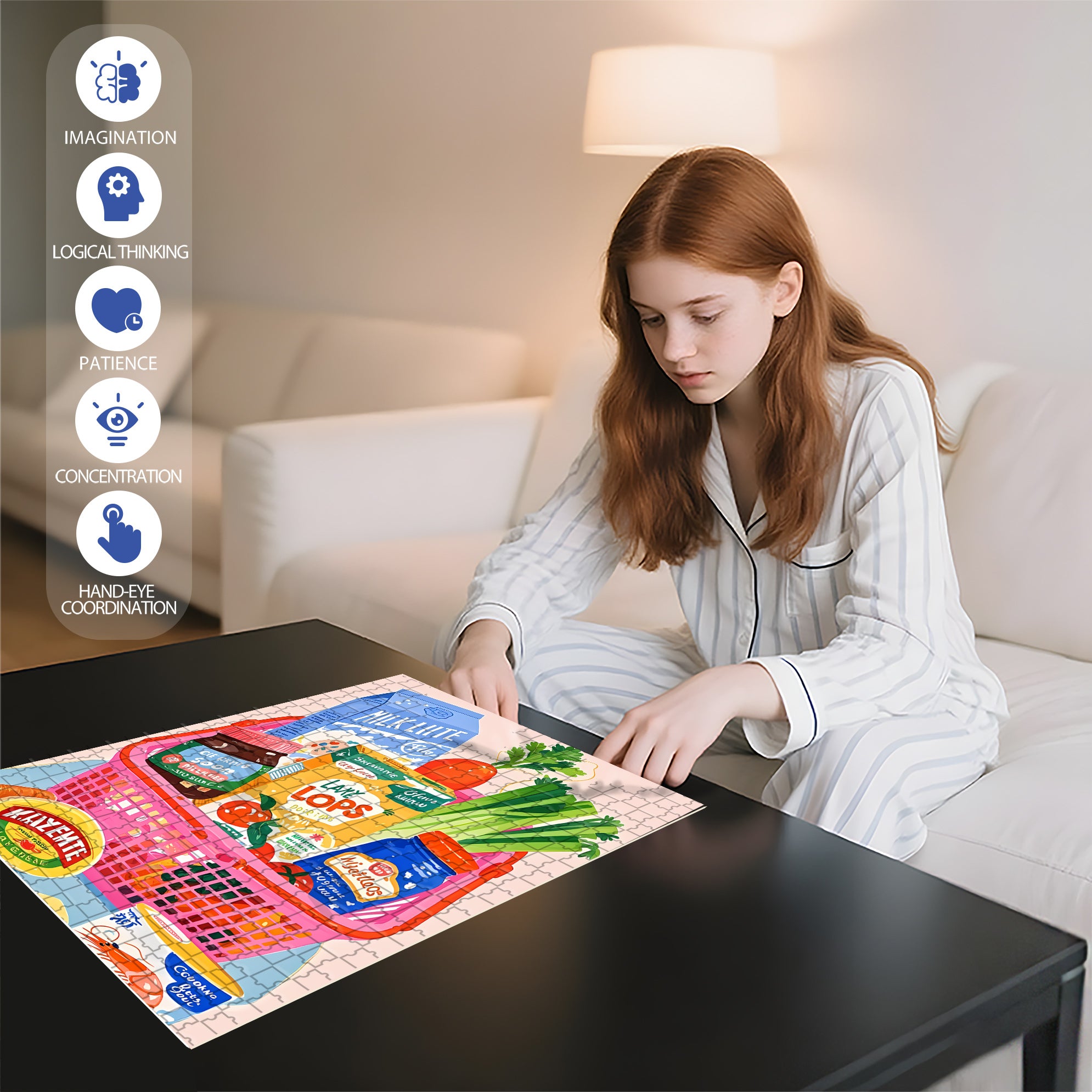 Shopping Cart 500pcs/1000pcs Jigsaw Puzzle, Scratch-Resistant, Interactive Family Game & Brain-Boosting DIY Decor, Perfect for Halloween, Christmas & New Year Gifts, Family Puzzle Game