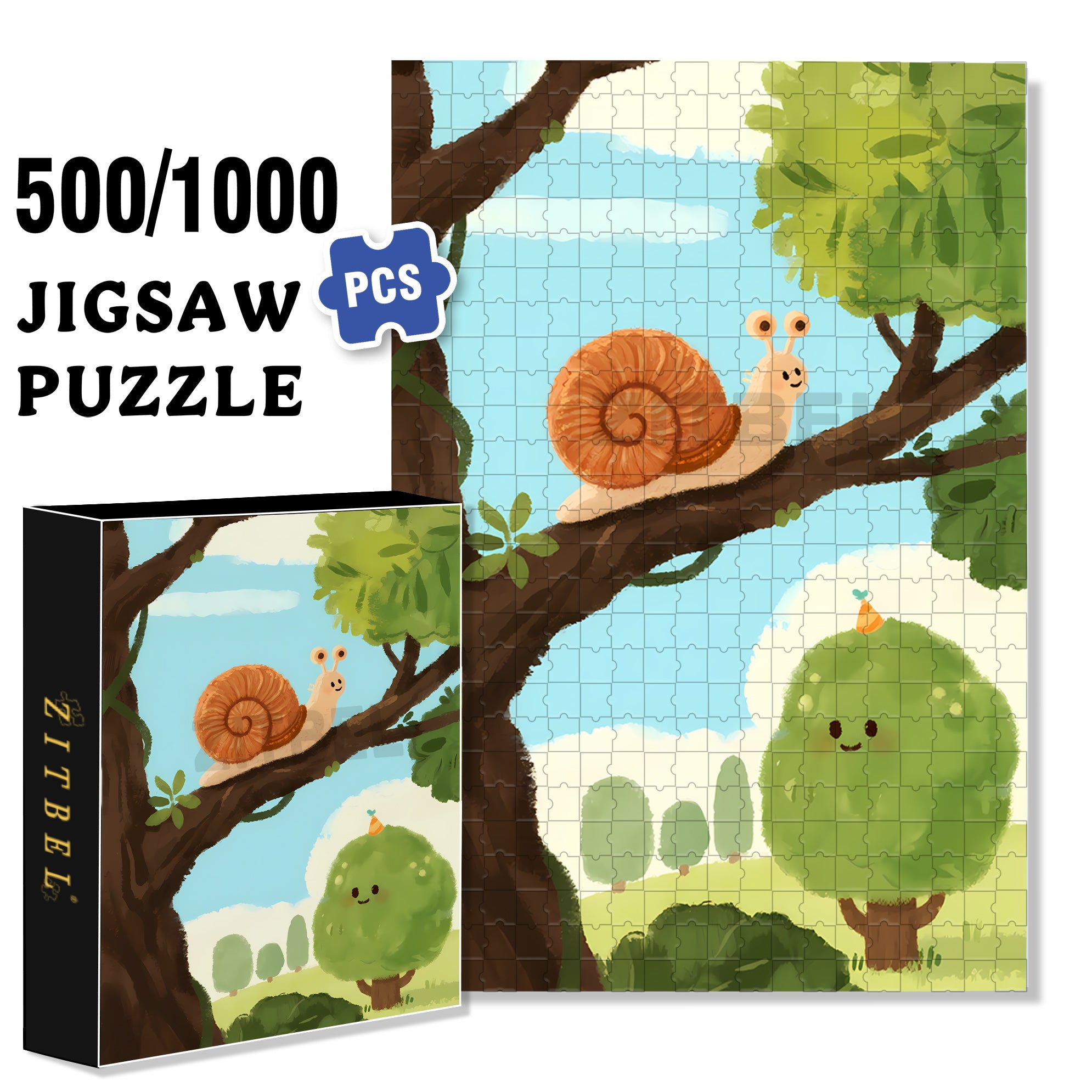 Snails 500pcs/1000pcs Jigsaw Puzzle, Scratch-Resistant, Interactive Family Game & Brain-Boosting DIY Decor, Perfect for Halloween, Christmas & New Year Gifts, Family Puzzle Game
