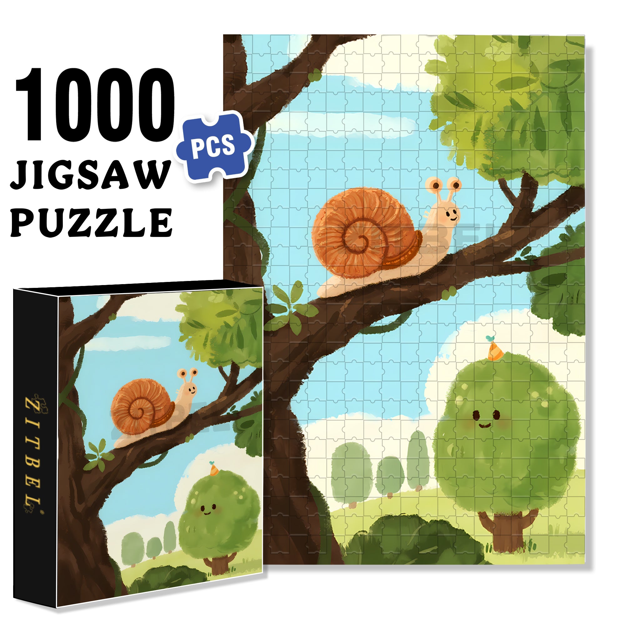 Snails 500pcs/1000pcs Jigsaw Puzzle, Scratch-Resistant, Interactive Family Game & Brain-Boosting DIY Decor, Perfect for Halloween, Christmas & New Year Gifts, Family Puzzle Game