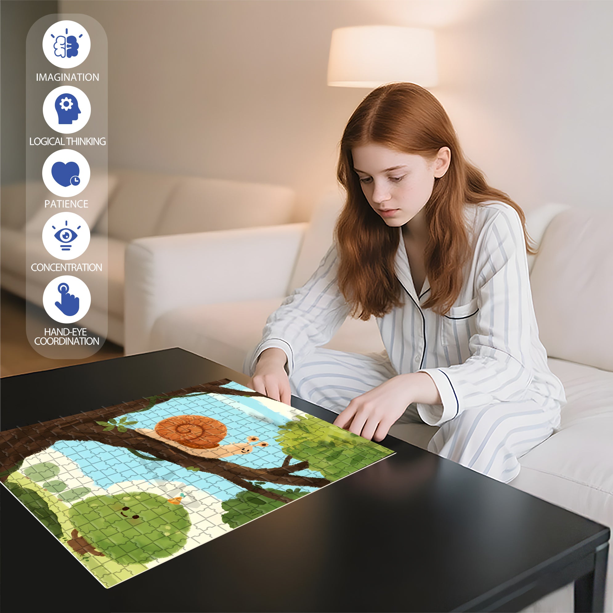 Snails 500pcs/1000pcs Jigsaw Puzzle, Scratch-Resistant, Interactive Family Game & Brain-Boosting DIY Decor, Perfect for Halloween, Christmas & New Year Gifts, Family Puzzle Game