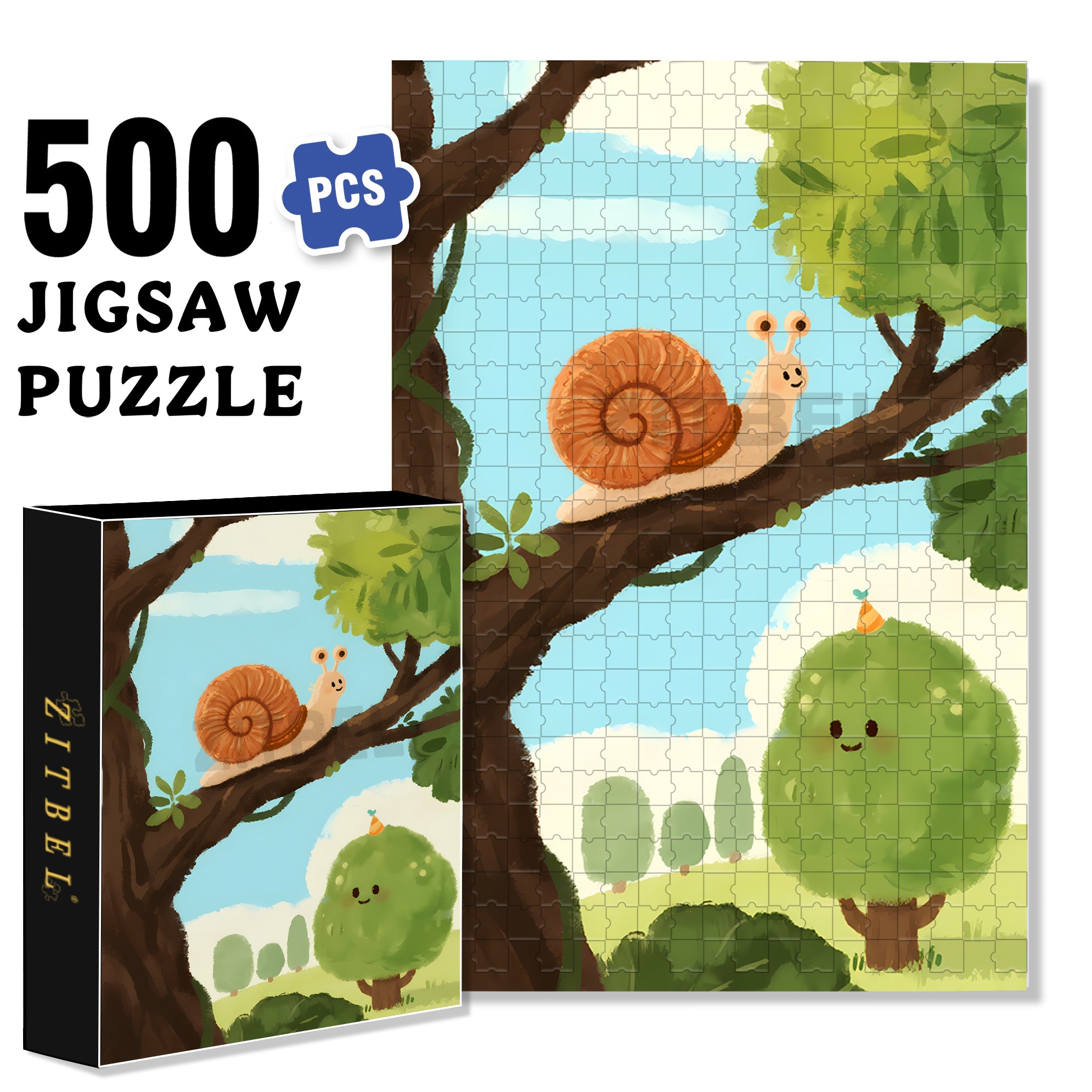 Snails 500pcs/1000pcs Jigsaw Puzzle, Scratch-Resistant, Interactive Family Game & Brain-Boosting DIY Decor, Perfect for Halloween, Christmas & New Year Gifts, Family Puzzle Game