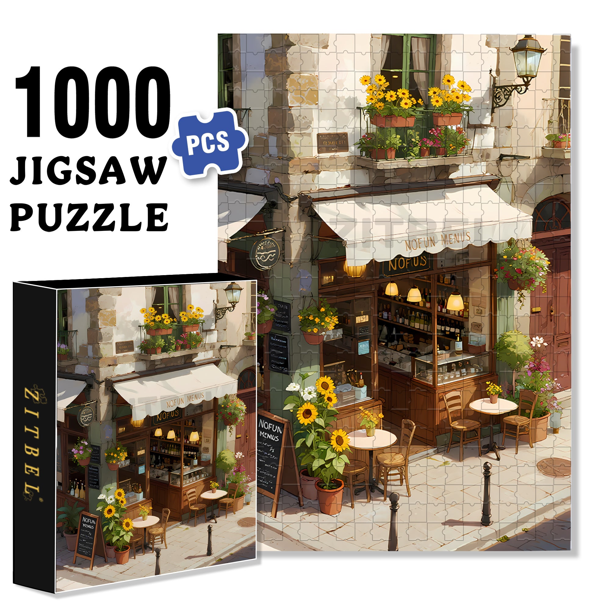 Sunflowers On The Street Corner 500pcs/1000pcs Jigsaw Puzzle, Scratch-Resistant, Interactive Family Game & Brain-Boosting DIY Decor, Perfect for Halloween, Christmas & New Year Gifts, Family Puzzle Game