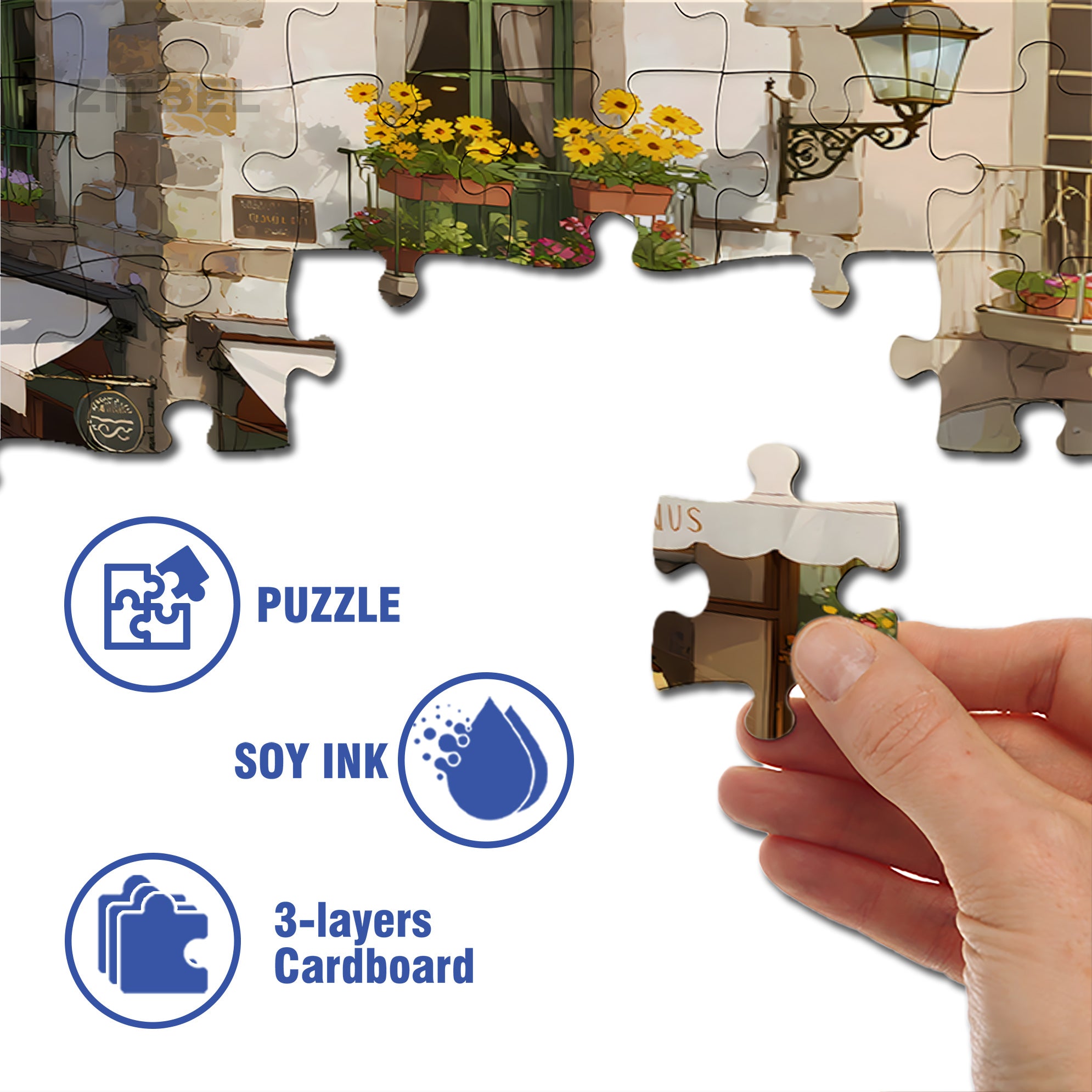 Sunflowers On The Street Corner 500pcs/1000pcs Jigsaw Puzzle, Scratch-Resistant, Interactive Family Game & Brain-Boosting DIY Decor, Perfect for Halloween, Christmas & New Year Gifts, Family Puzzle Game