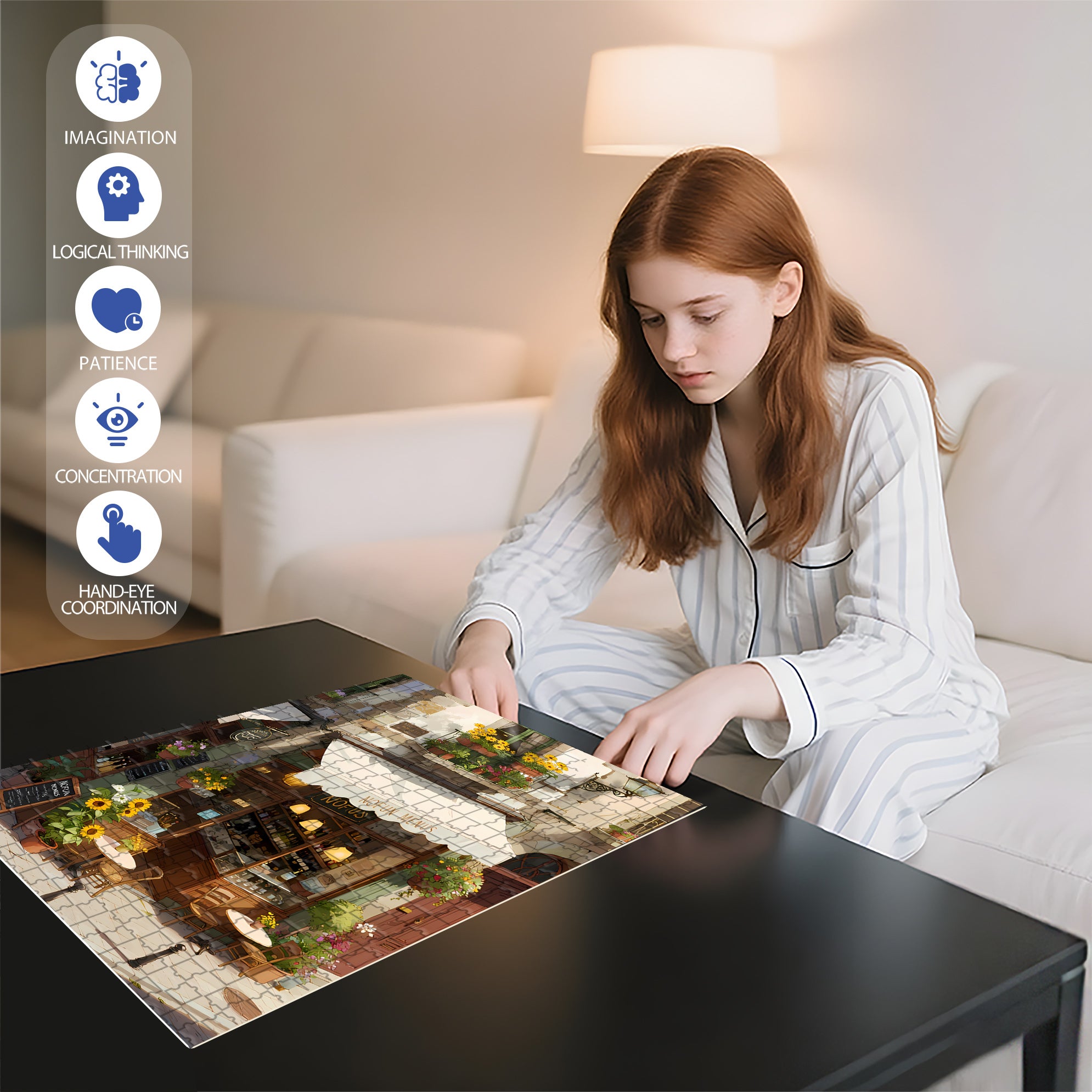 Sunflowers On The Street Corner 500pcs/1000pcs Jigsaw Puzzle, Scratch-Resistant, Interactive Family Game & Brain-Boosting DIY Decor, Perfect for Halloween, Christmas & New Year Gifts, Family Puzzle Game