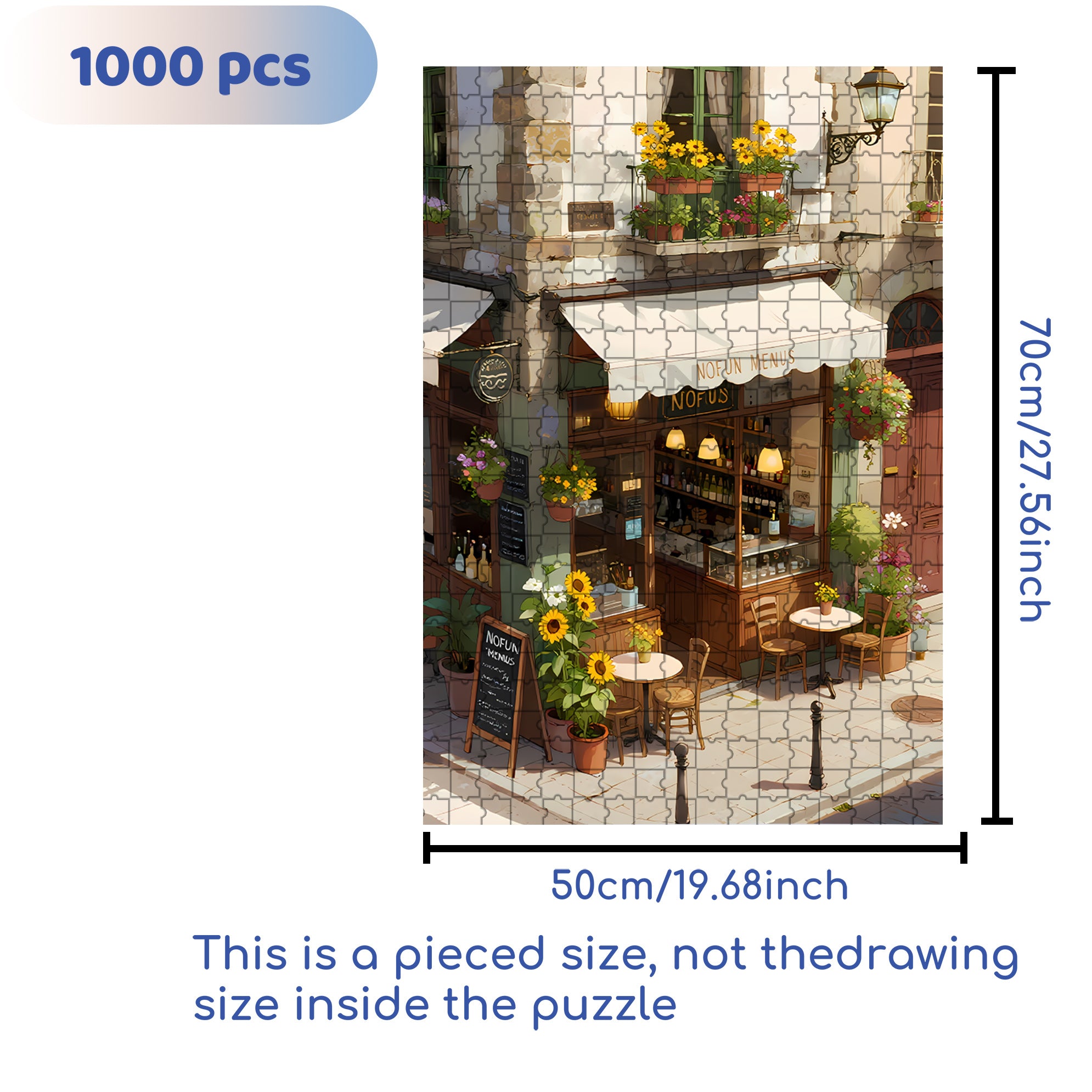 Sunflowers On The Street Corner 500pcs/1000pcs Jigsaw Puzzle, Scratch-Resistant, Interactive Family Game & Brain-Boosting DIY Decor, Perfect for Halloween, Christmas & New Year Gifts, Family Puzzle Game
