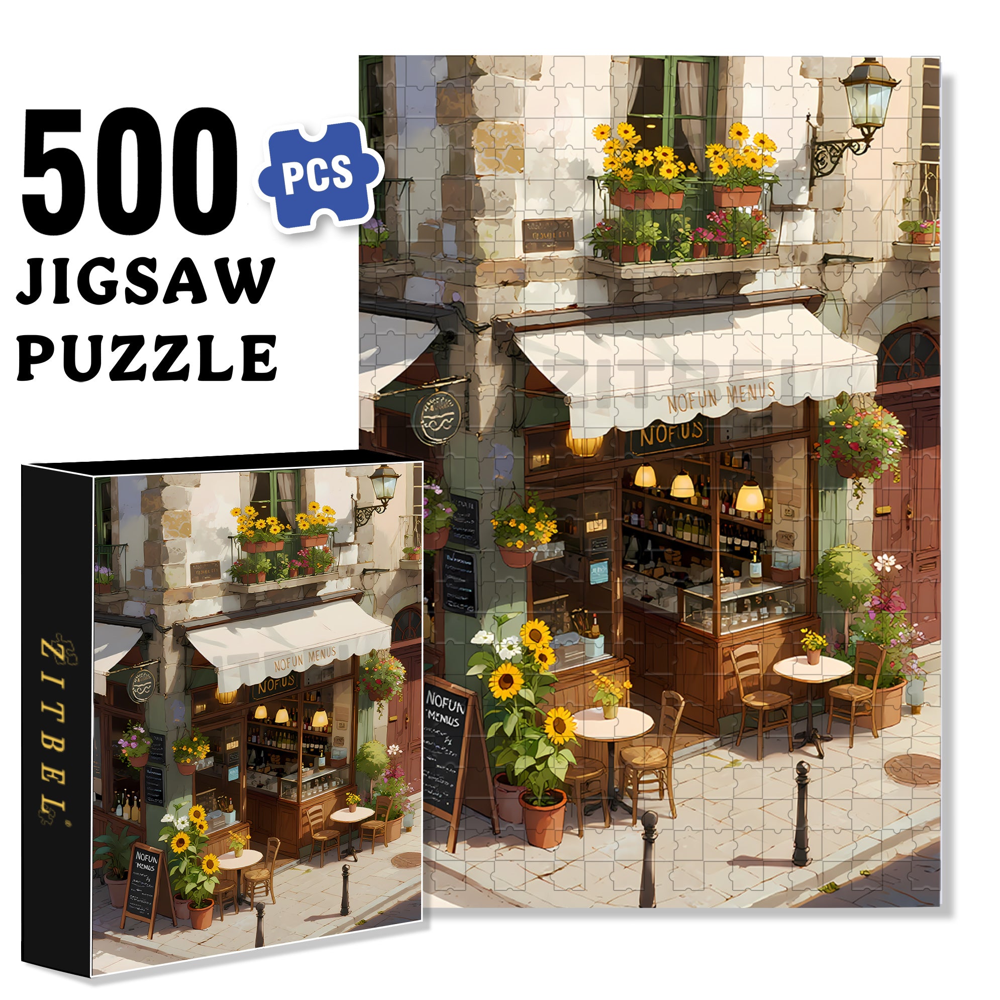 Sunflowers On The Street Corner 500pcs/1000pcs Jigsaw Puzzle, Scratch-Resistant, Interactive Family Game & Brain-Boosting DIY Decor, Perfect for Halloween, Christmas & New Year Gifts, Family Puzzle Game