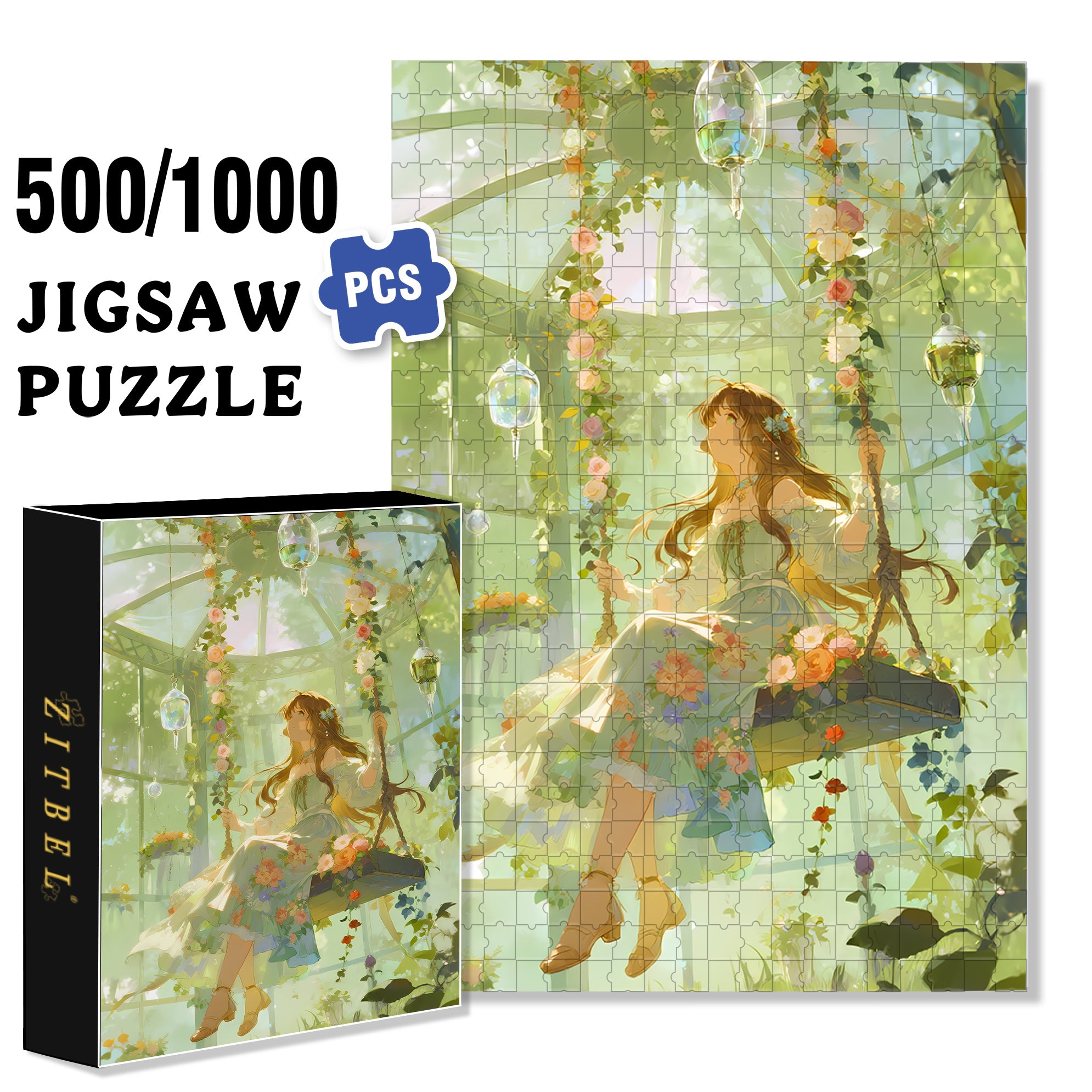 Swinging In The Sun 500pcs/1000pcs Jigsaw Puzzle, Scratch-Resistant, Interactive Family Game & Brain-Boosting DIY Decor, Perfect for Halloween, Christmas & New Year Gifts, Family Puzzle Game