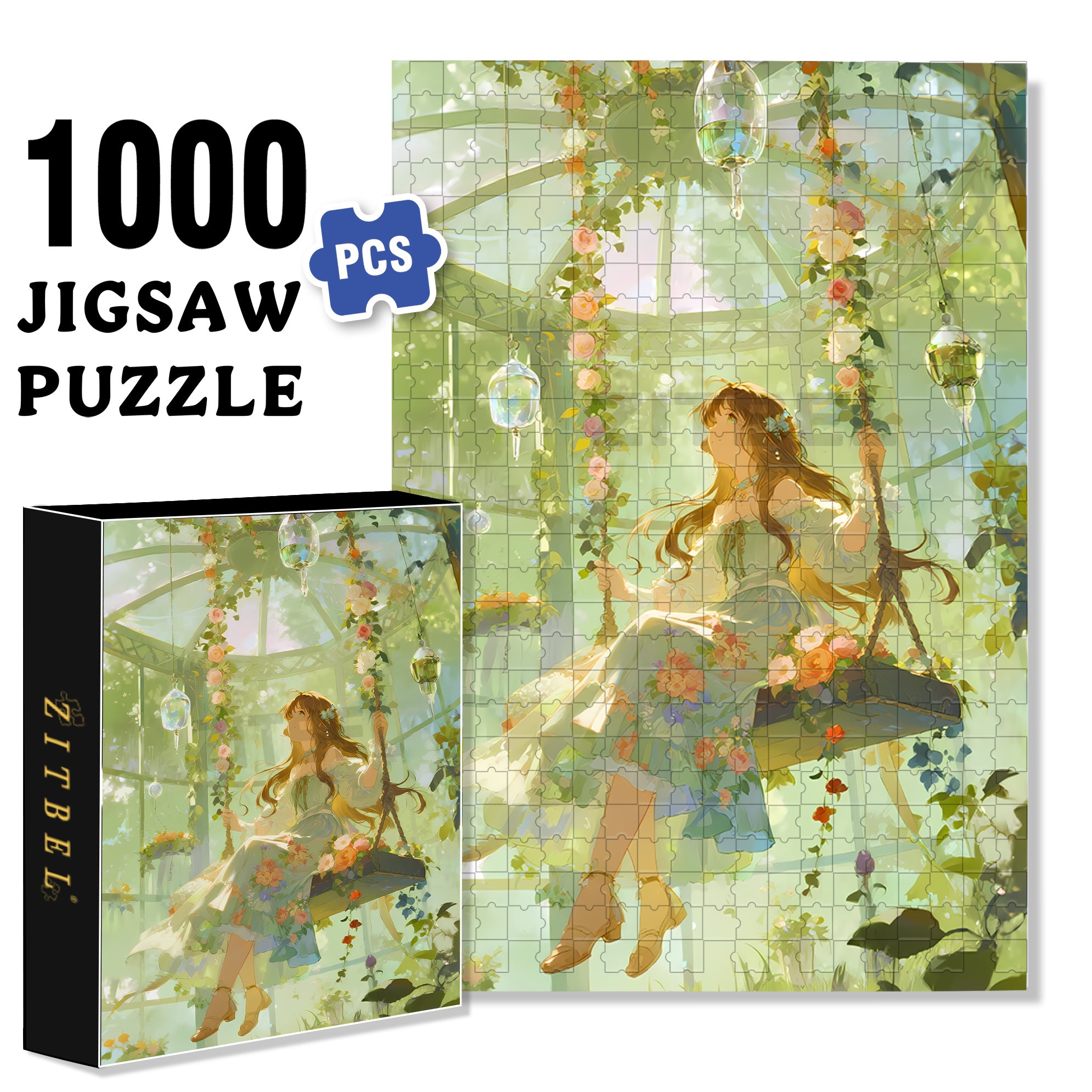 Swinging In The Sun 500pcs/1000pcs Jigsaw Puzzle, Scratch-Resistant, Interactive Family Game & Brain-Boosting DIY Decor, Perfect for Halloween, Christmas & New Year Gifts, Family Puzzle Game