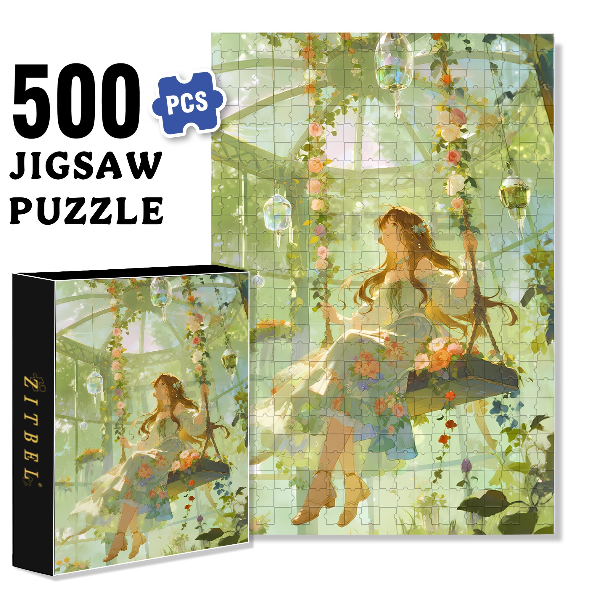 Swinging In The Sun 500pcs/1000pcs Jigsaw Puzzle, Scratch-Resistant, Interactive Family Game & Brain-Boosting DIY Decor, Perfect for Halloween, Christmas & New Year Gifts, Family Puzzle Game