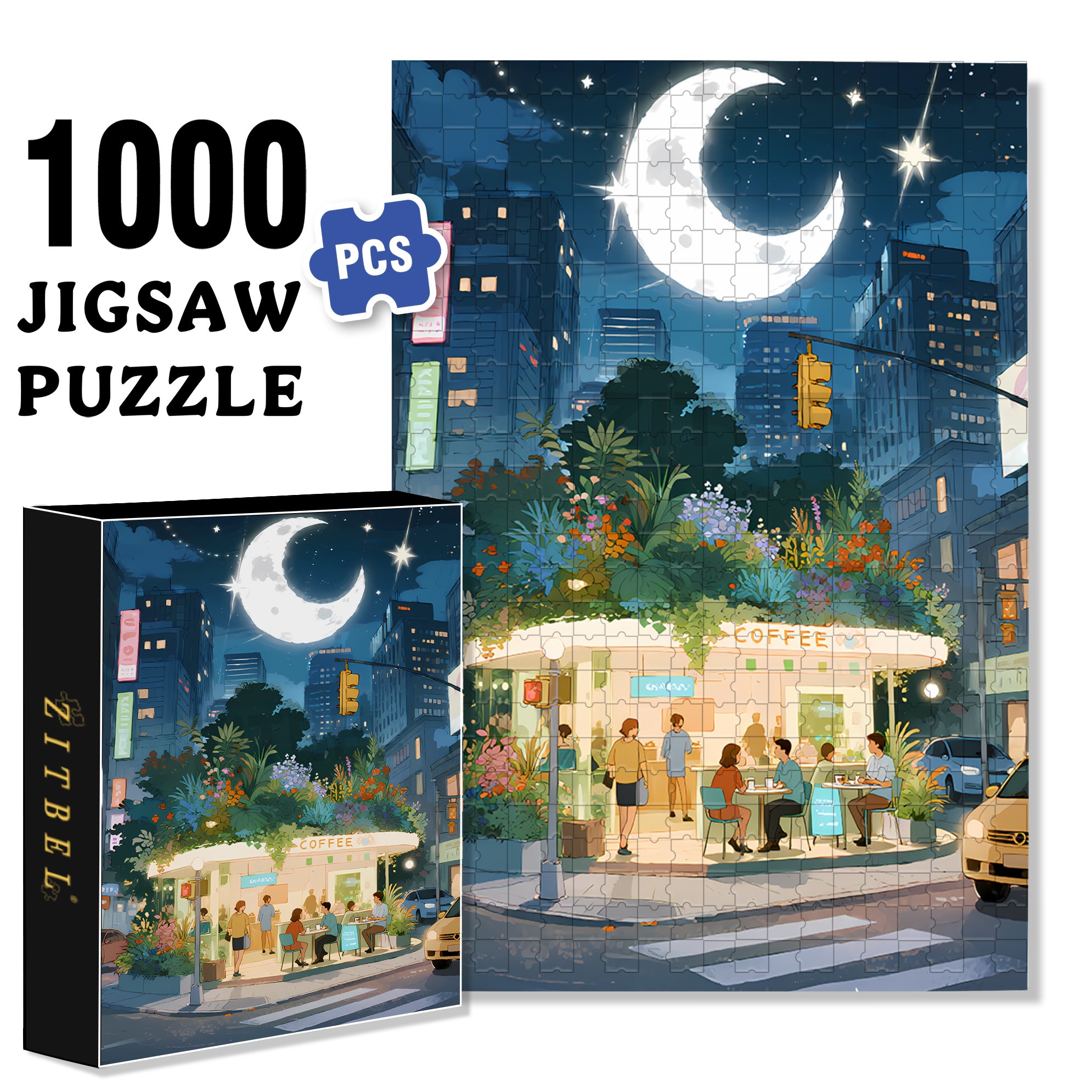 Twinkling Stars 500pcs/1000pcs Jigsaw Puzzle, Scratch-Resistant, Interactive Family Game & Brain-Boosting DIY Decor, Perfect for Halloween, Christmas & New Year Gifts, Family Puzzle Game