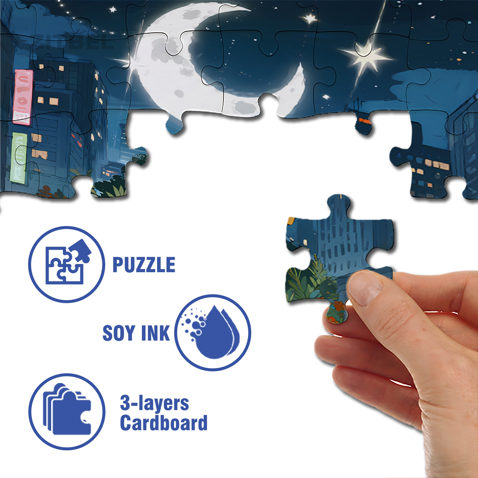 Twinkling Stars 500pcs/1000pcs Jigsaw Puzzle, Scratch-Resistant, Interactive Family Game & Brain-Boosting DIY Decor, Perfect for Halloween, Christmas & New Year Gifts, Family Puzzle Game