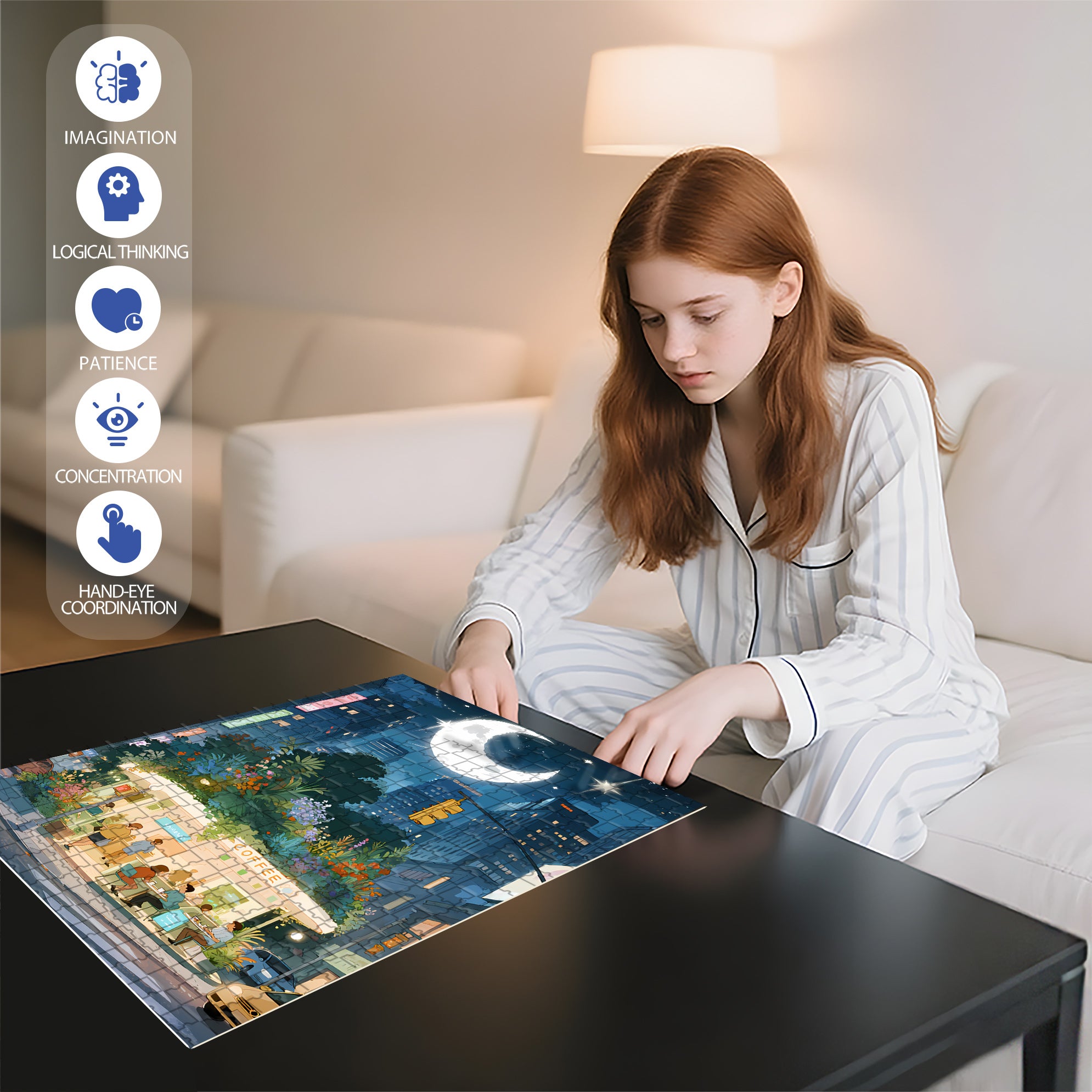 Twinkling Stars 500pcs/1000pcs Jigsaw Puzzle, Scratch-Resistant, Interactive Family Game & Brain-Boosting DIY Decor, Perfect for Halloween, Christmas & New Year Gifts, Family Puzzle Game