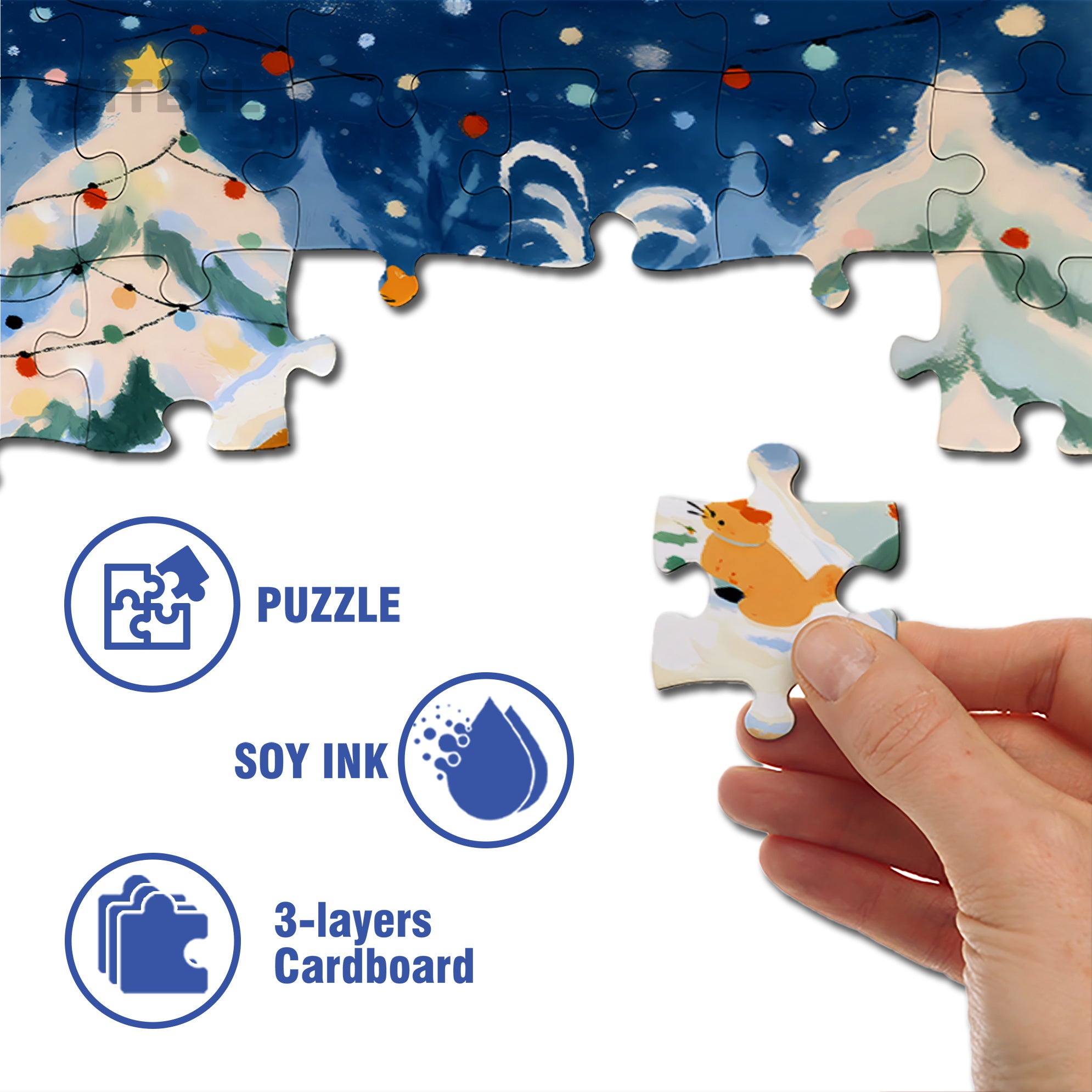 Warm Christmas 500pcs/1000pcs Jigsaw Puzzle, Scratch-Resistant, Interactive Family Game & Brain-Boosting DIY Decor, Perfect for Halloween, Christmas & New Year Gifts, Family Puzzle Game