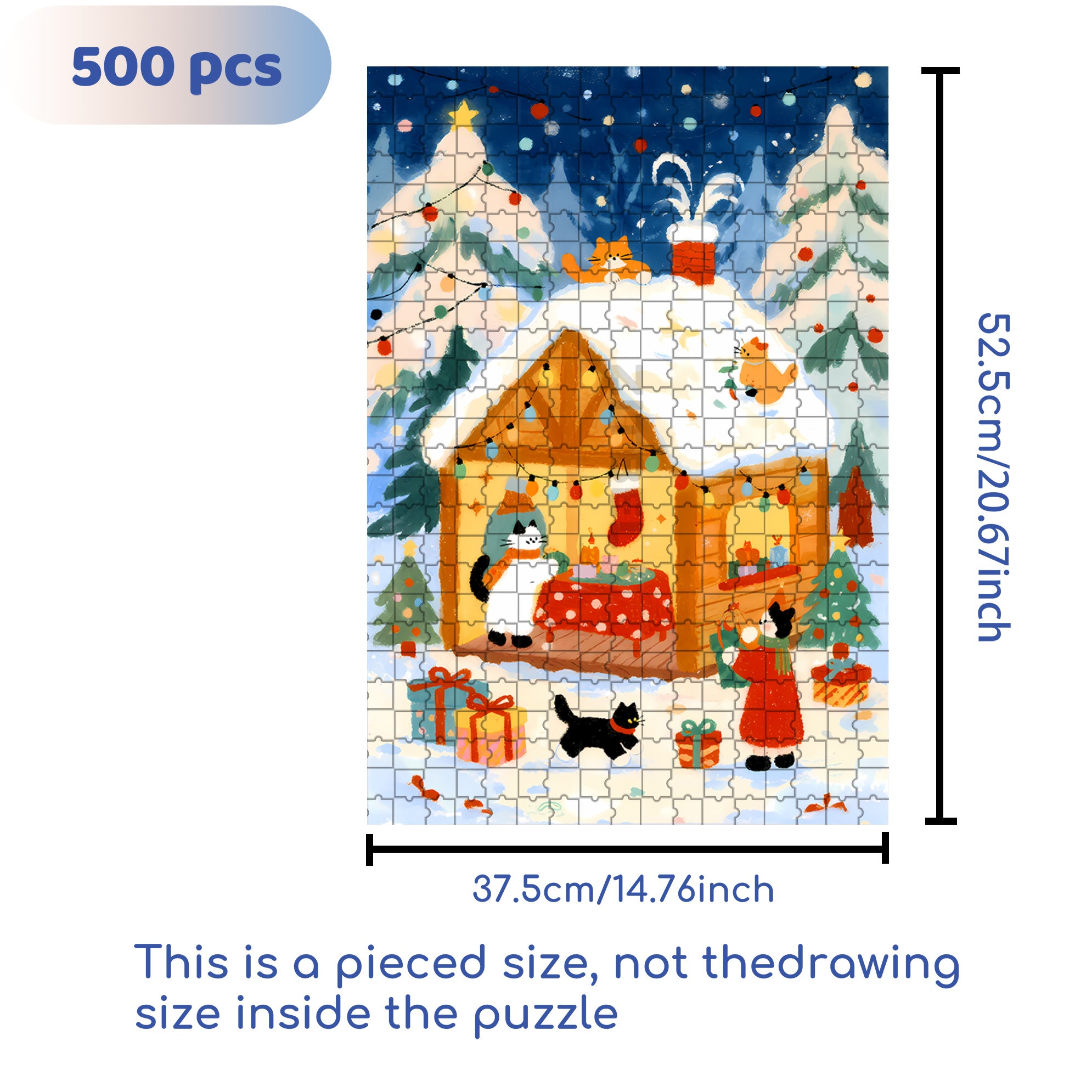 Warm Christmas 500pcs/1000pcs Jigsaw Puzzle, Scratch-Resistant, Interactive Family Game & Brain-Boosting DIY Decor, Perfect for Halloween, Christmas & New Year Gifts, Family Puzzle Game