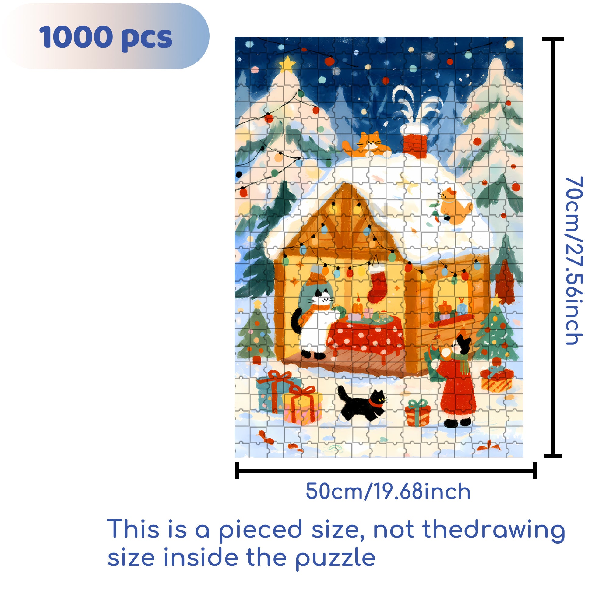 Warm Christmas 500pcs/1000pcs Jigsaw Puzzle, Scratch-Resistant, Interactive Family Game & Brain-Boosting DIY Decor, Perfect for Halloween, Christmas & New Year Gifts, Family Puzzle Game