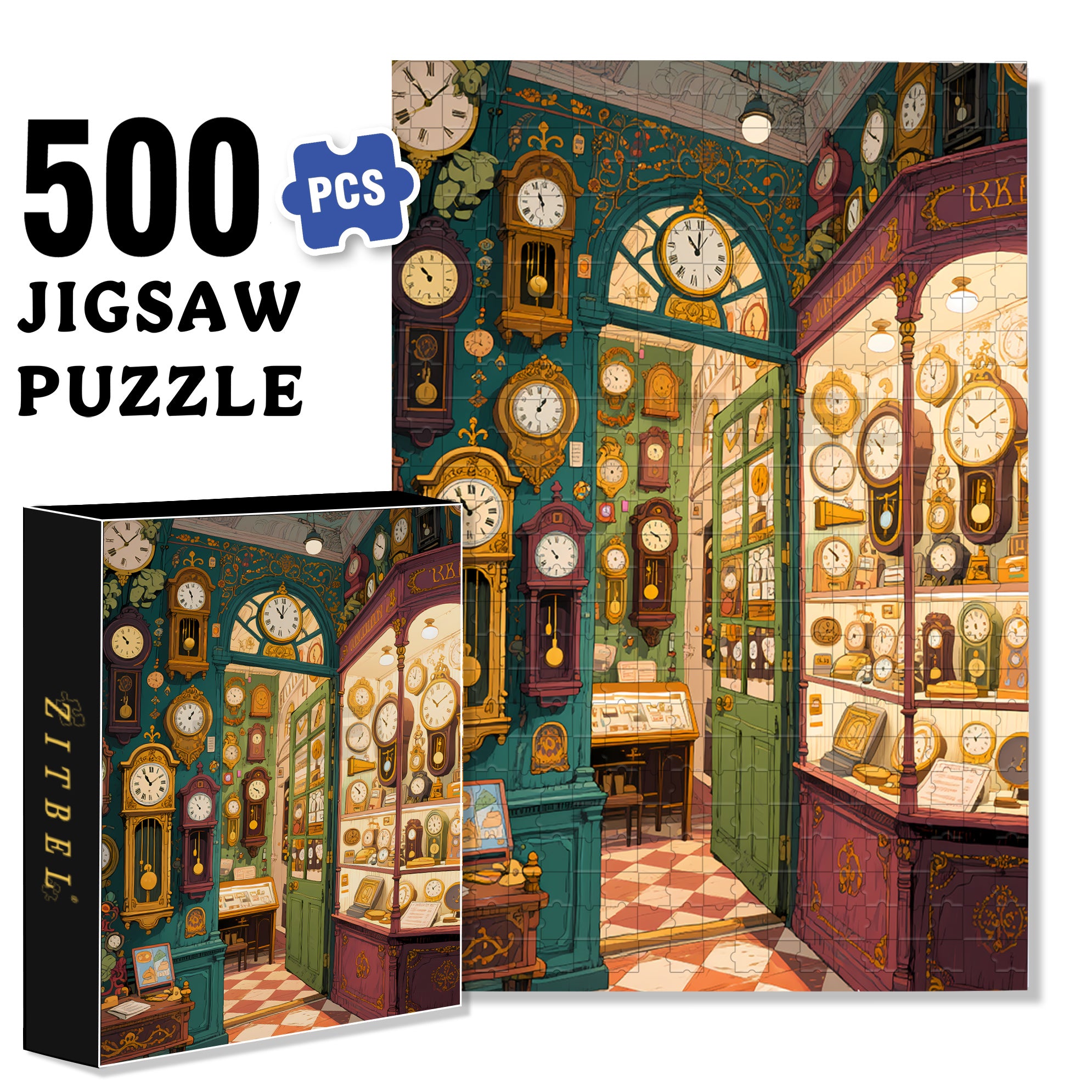 Watch Shop 500pcs/1000pcs Jigsaw Puzzle, Scratch-Resistant, Interactive Family Game & Brain-Boosting DIY Decor, Perfect for Halloween, Christmas & New Year Gifts, Family Puzzle Game