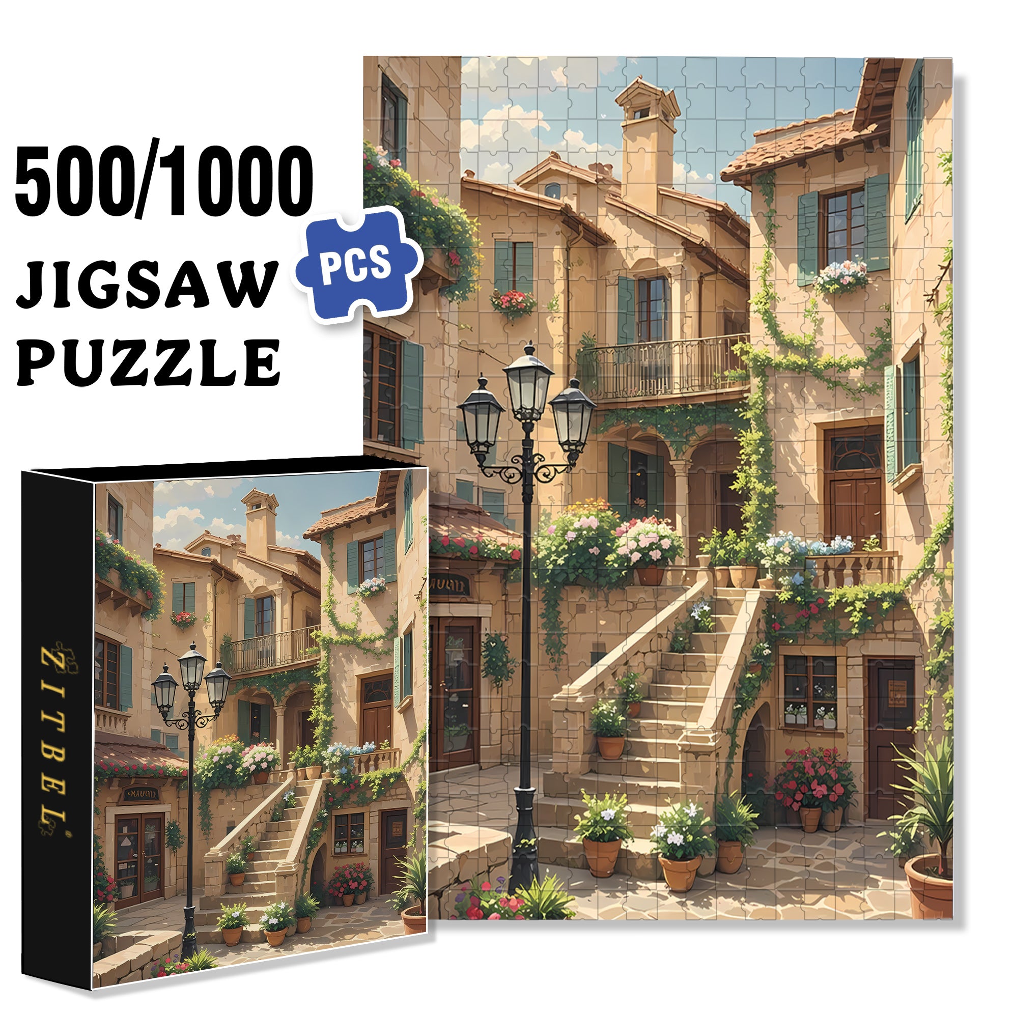 AncientNeighborhood 500pcs/1000pcs Jigsaw Puzzle, Scratch-Resistant, Interactive Family Game & Brain-Boosting DIY Decor, Perfect for Halloween, Christmas & New Year Gifts, Family Puzzle Game