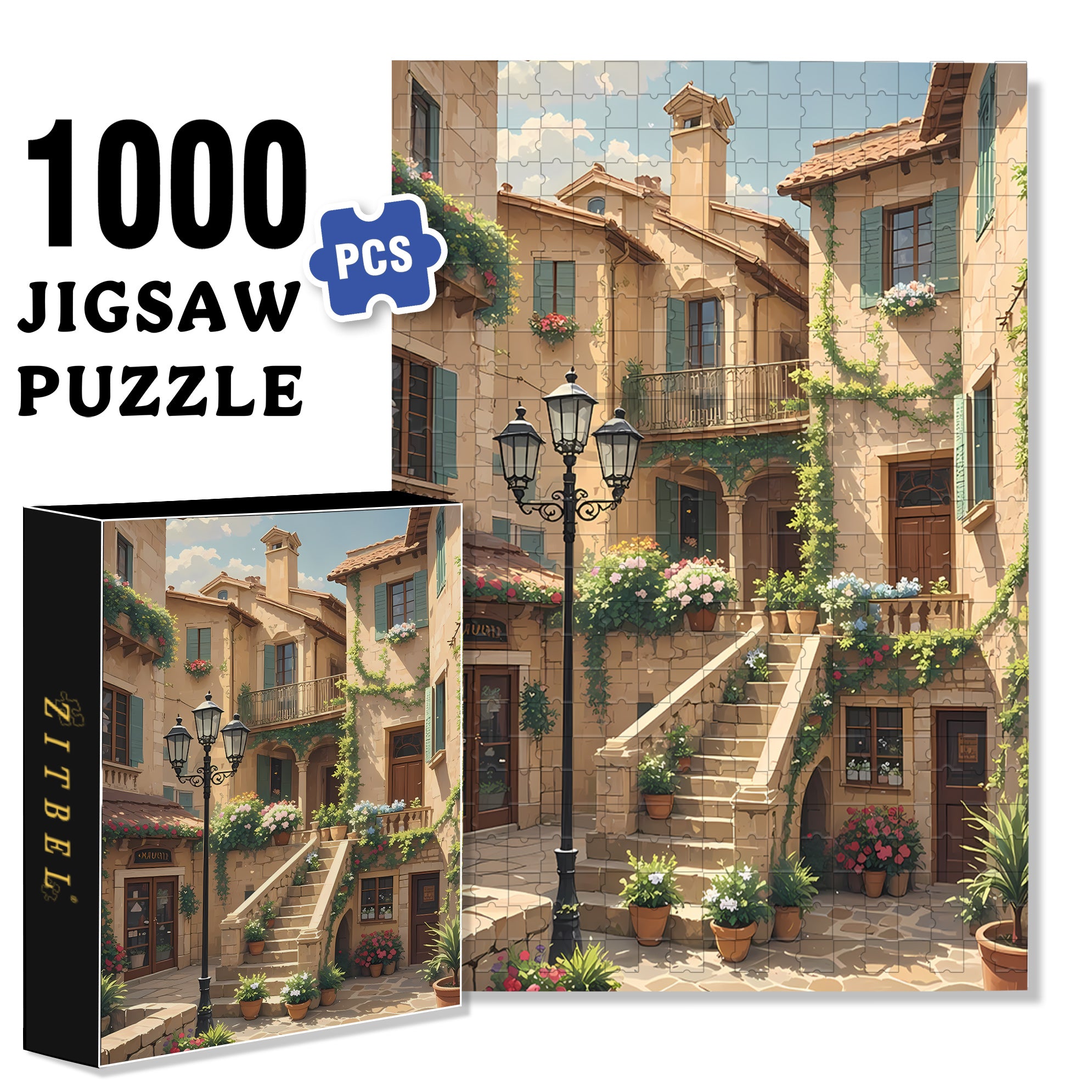 AncientNeighborhood 500pcs/1000pcs Jigsaw Puzzle, Scratch-Resistant, Interactive Family Game & Brain-Boosting DIY Decor, Perfect for Halloween, Christmas & New Year Gifts, Family Puzzle Game