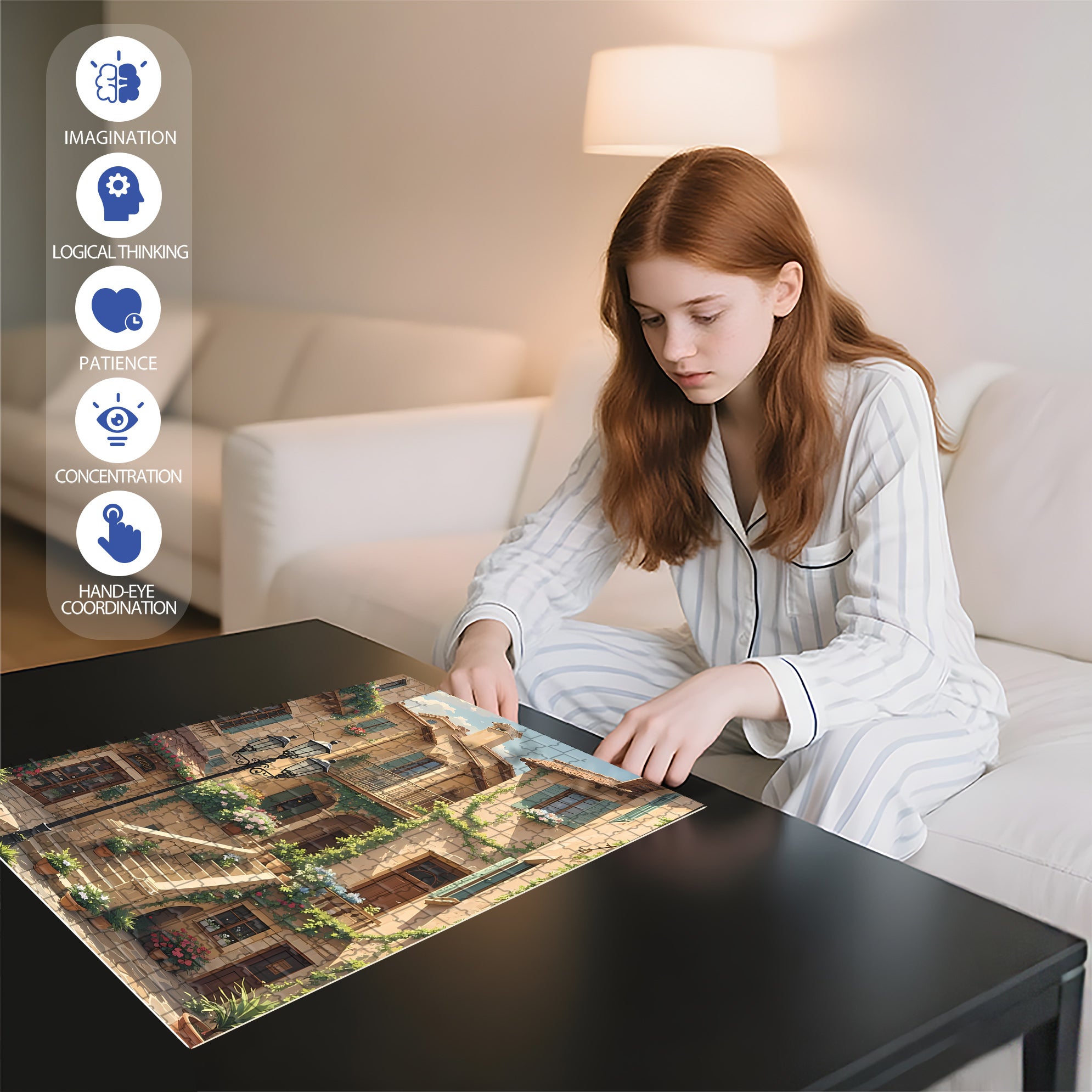 AncientNeighborhood 500pcs/1000pcs Jigsaw Puzzle, Scratch-Resistant, Interactive Family Game & Brain-Boosting DIY Decor, Perfect for Halloween, Christmas & New Year Gifts, Family Puzzle Game