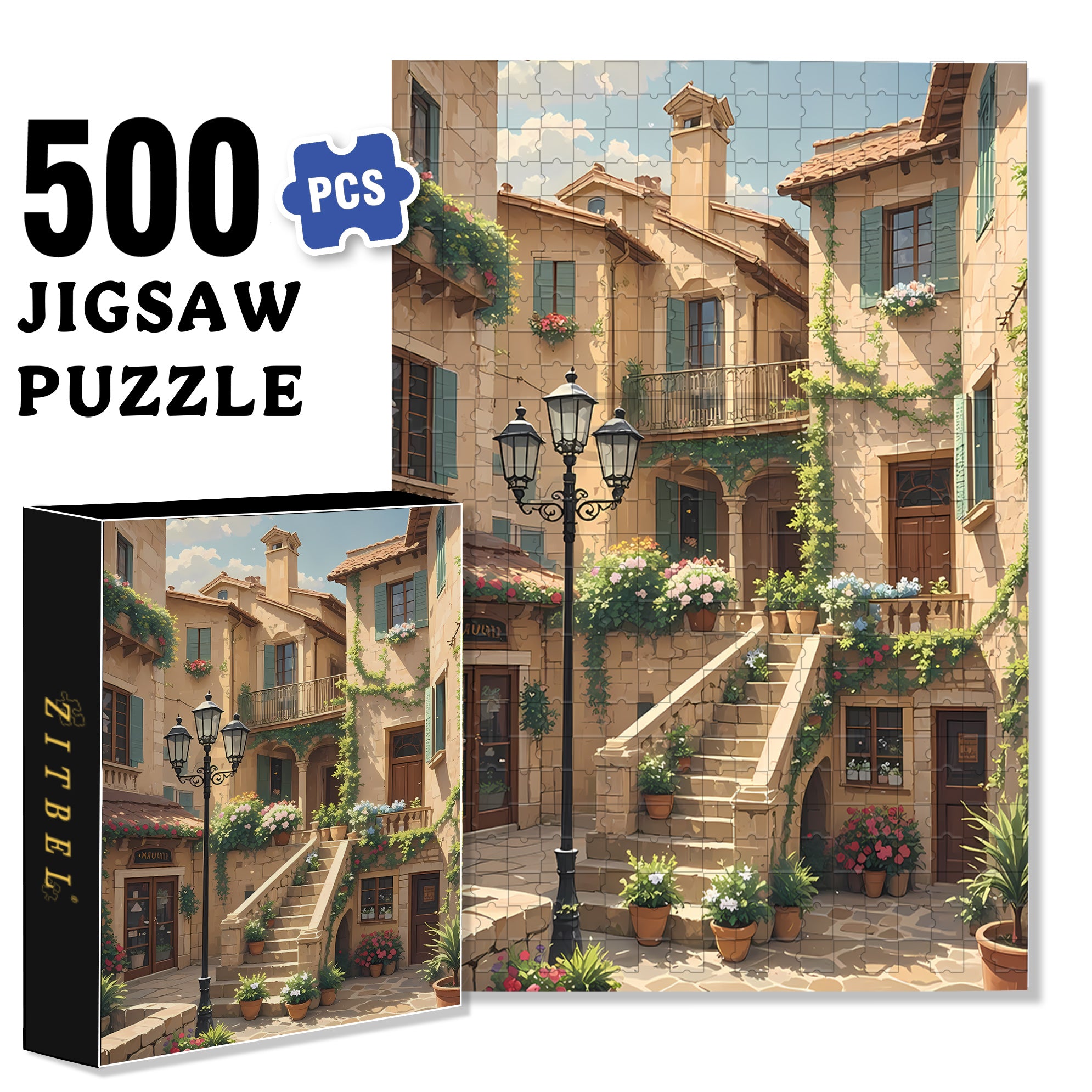 AncientNeighborhood 500pcs/1000pcs Jigsaw Puzzle, Scratch-Resistant, Interactive Family Game & Brain-Boosting DIY Decor, Perfect for Halloween, Christmas & New Year Gifts, Family Puzzle Game