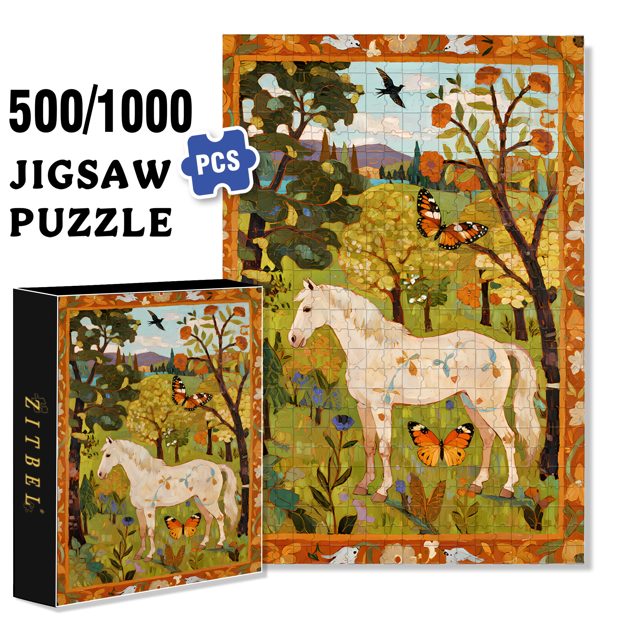 Autumn Forest 500pcs/1000pcs Jigsaw Puzzle, Scratch-Resistant, Interactive Family Game & Brain-Boosting DIY Decor, Perfect for Halloween, Christmas & New Year Gifts, Family Puzzle Game