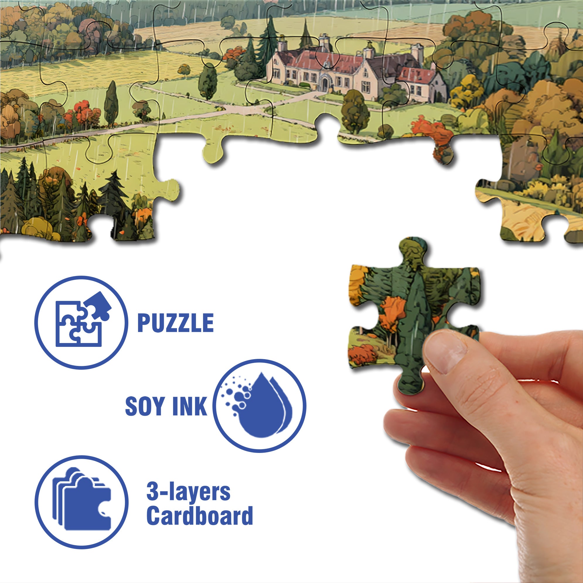 Autumn Rain 500pcs/1000pcs Jigsaw Puzzle, Scratch-Resistant, Interactive Family Game & Brain-Boosting DIY Decor, Perfect for Halloween, Christmas & New Year Gifts, Family Puzzle Game