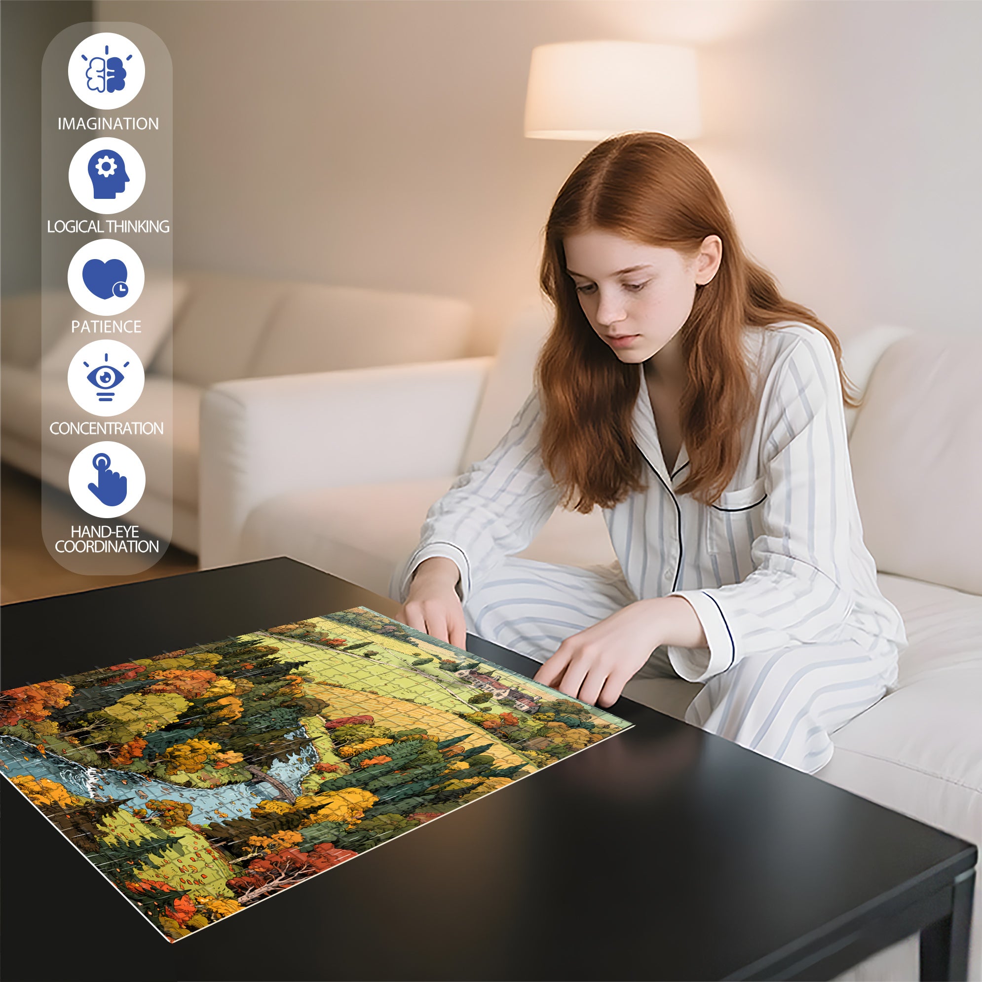 Autumn Rain 500pcs/1000pcs Jigsaw Puzzle, Scratch-Resistant, Interactive Family Game & Brain-Boosting DIY Decor, Perfect for Halloween, Christmas & New Year Gifts, Family Puzzle Game