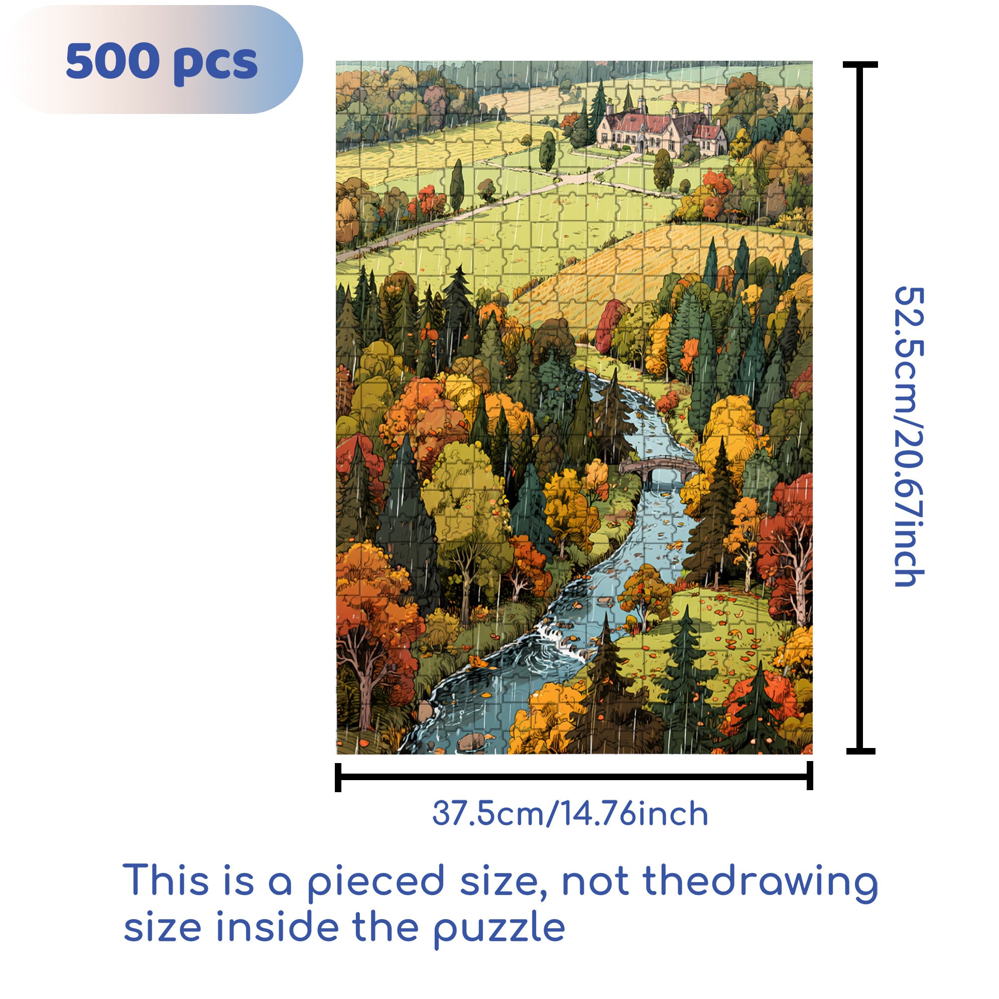 Autumn Rain 500pcs/1000pcs Jigsaw Puzzle, Scratch-Resistant, Interactive Family Game & Brain-Boosting DIY Decor, Perfect for Halloween, Christmas & New Year Gifts, Family Puzzle Game