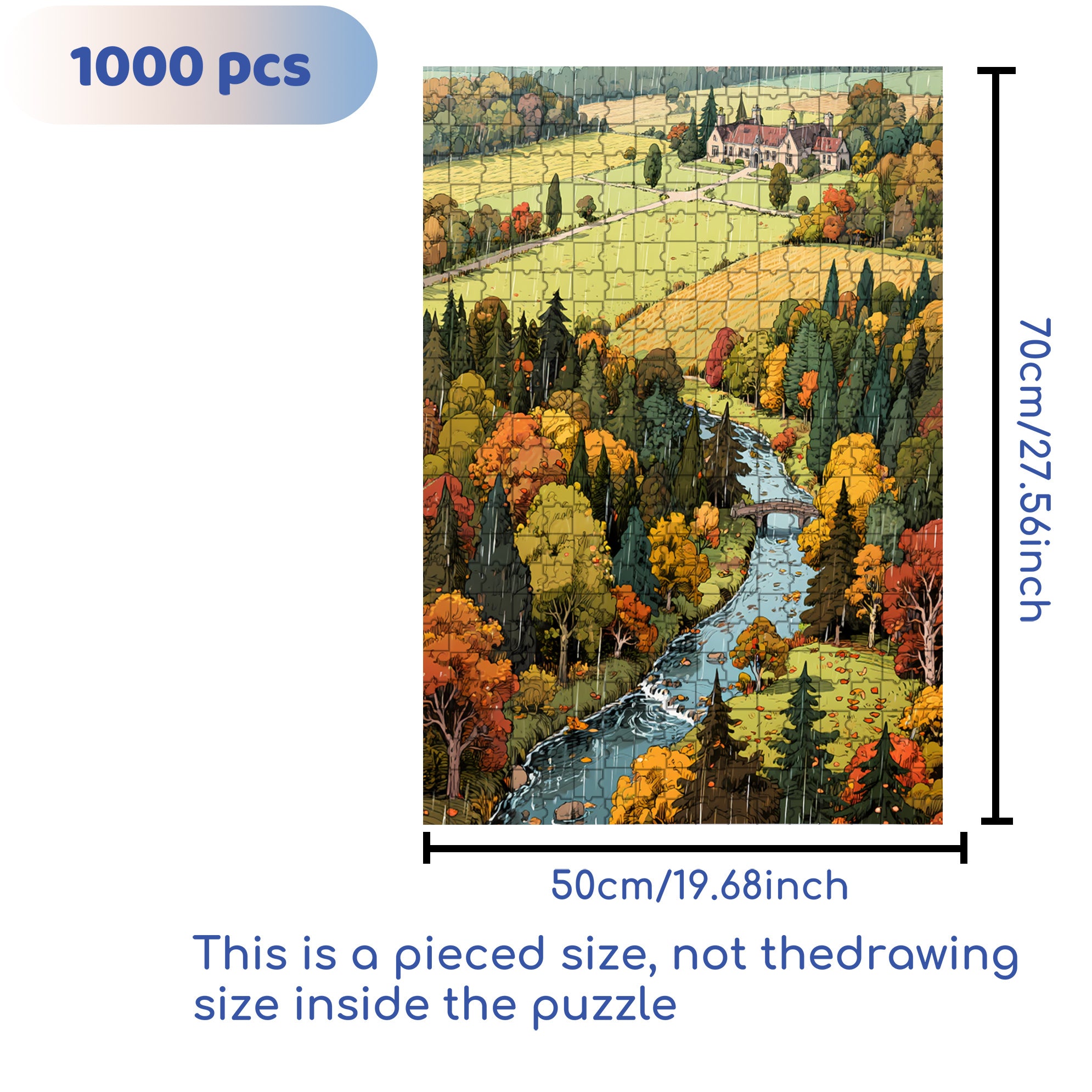 Autumn Rain 500pcs/1000pcs Jigsaw Puzzle, Scratch-Resistant, Interactive Family Game & Brain-Boosting DIY Decor, Perfect for Halloween, Christmas & New Year Gifts, Family Puzzle Game