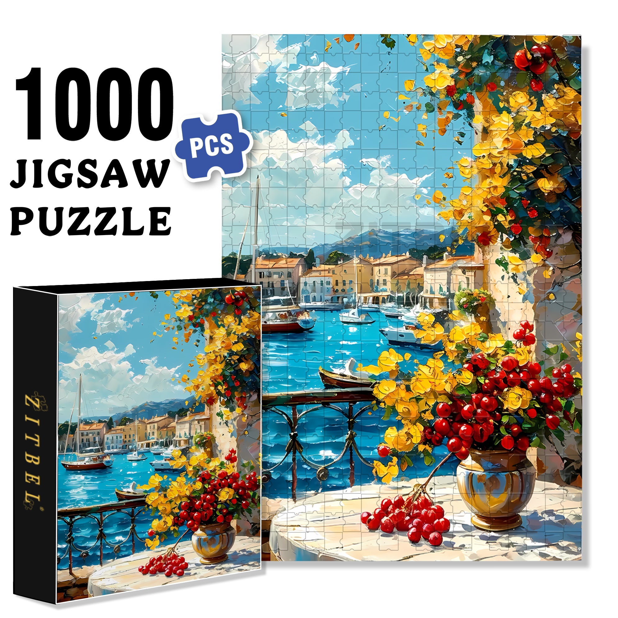 Balcony 500pcs/1000pcs Jigsaw Puzzle, Scratch-Resistant, Interactive Family Game & Brain-Boosting DIY Decor, Perfect for Halloween, Christmas & New Year Gifts, Family Puzzle Game