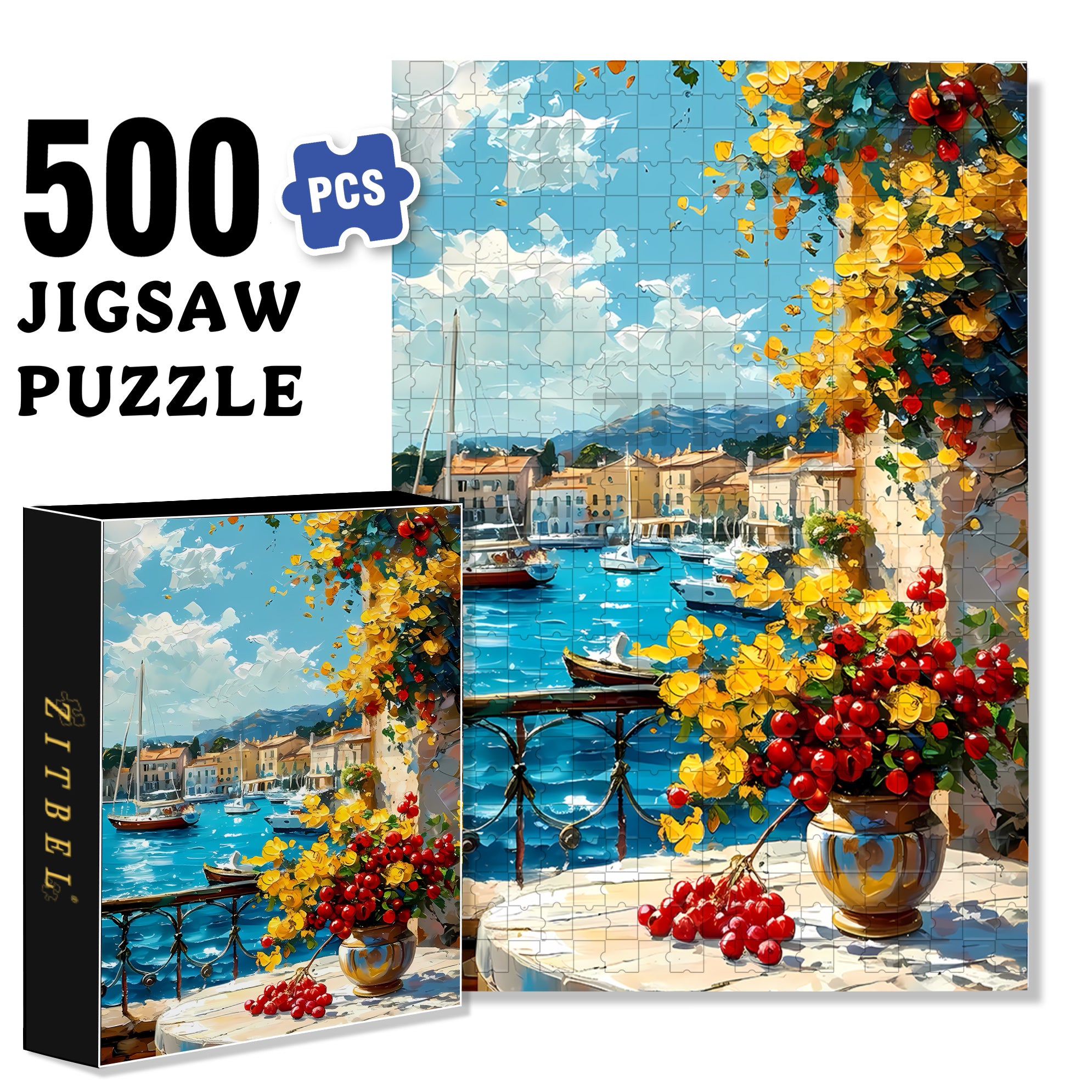 Balcony 500pcs/1000pcs Jigsaw Puzzle, Scratch-Resistant, Interactive Family Game & Brain-Boosting DIY Decor, Perfect for Halloween, Christmas & New Year Gifts, Family Puzzle Game