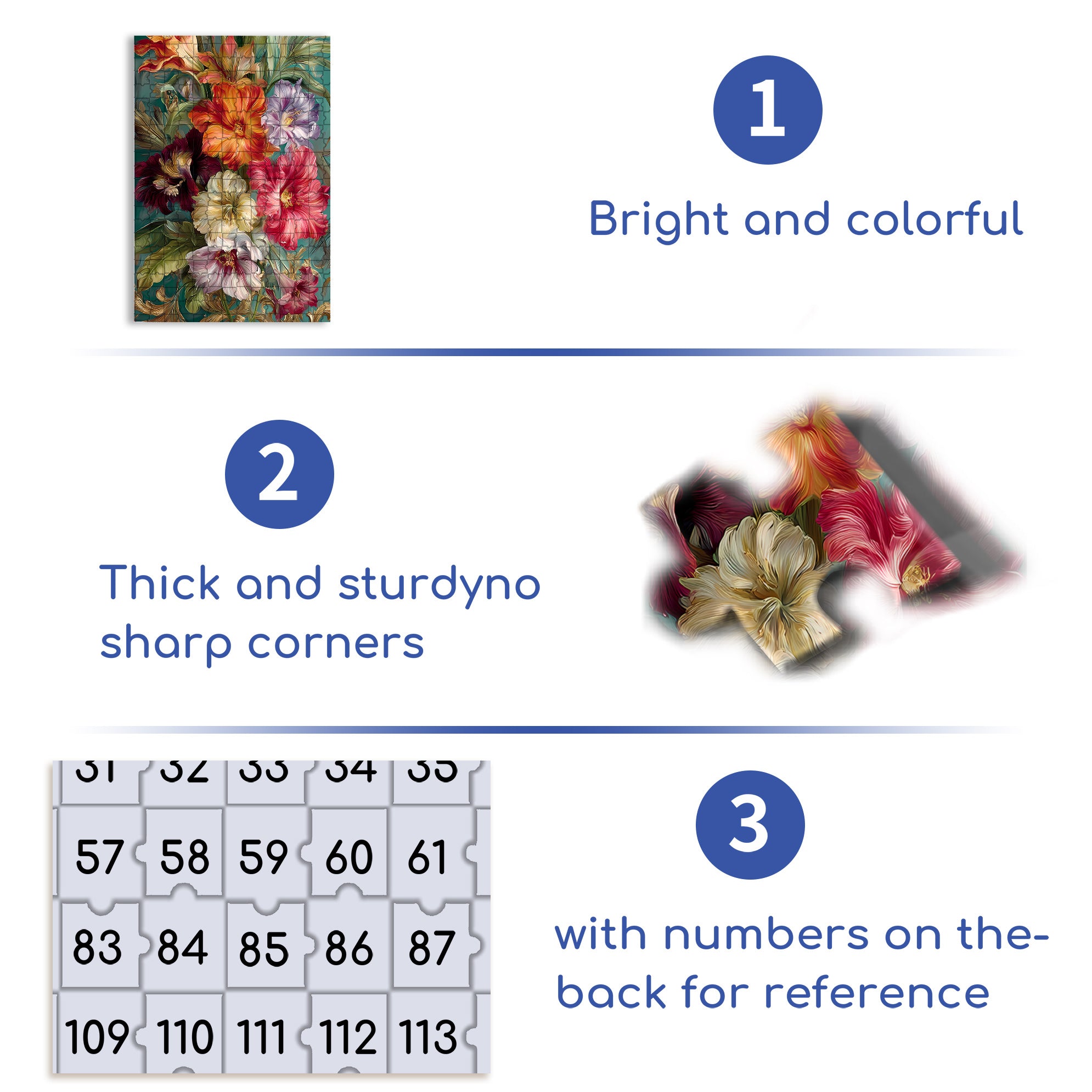 Beautiful Flowers 500pcs/1000pcs Jigsaw Puzzle, Scratch-Resistant, Interactive Family Game & Brain-Boosting DIY Decor, Perfect for Halloween, Christmas & New Year Gifts, Family Puzzle Game
